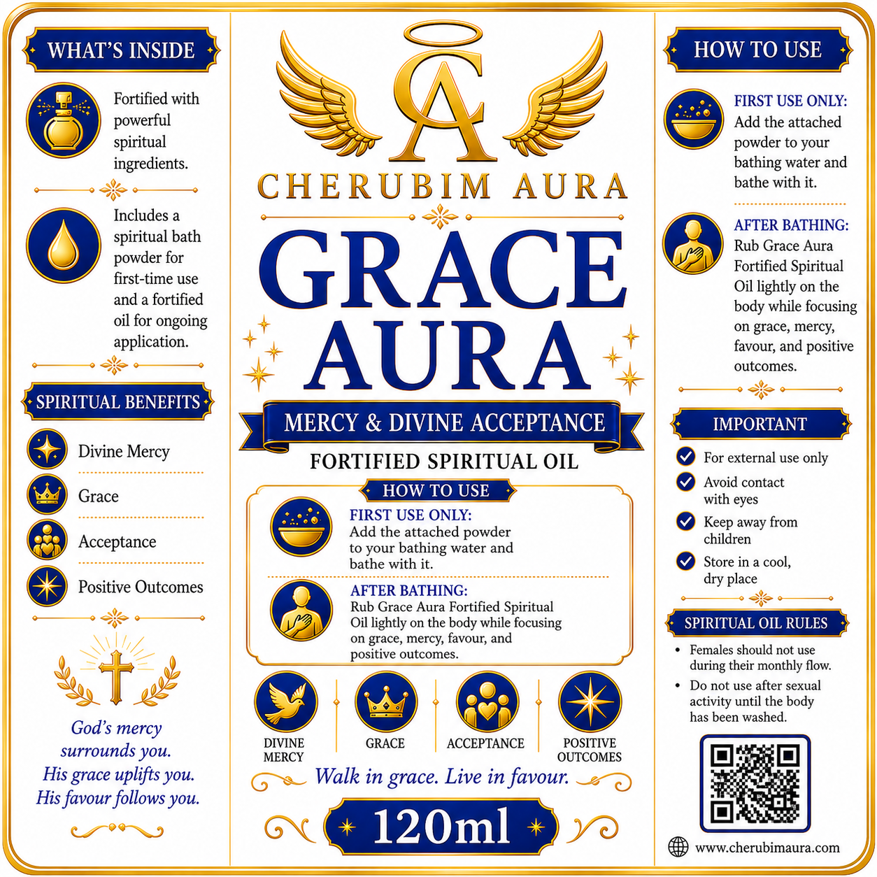 Cherubim Aura Grace Mercy & Divine Acceptance Fortified Spiritual Oil – 120ml