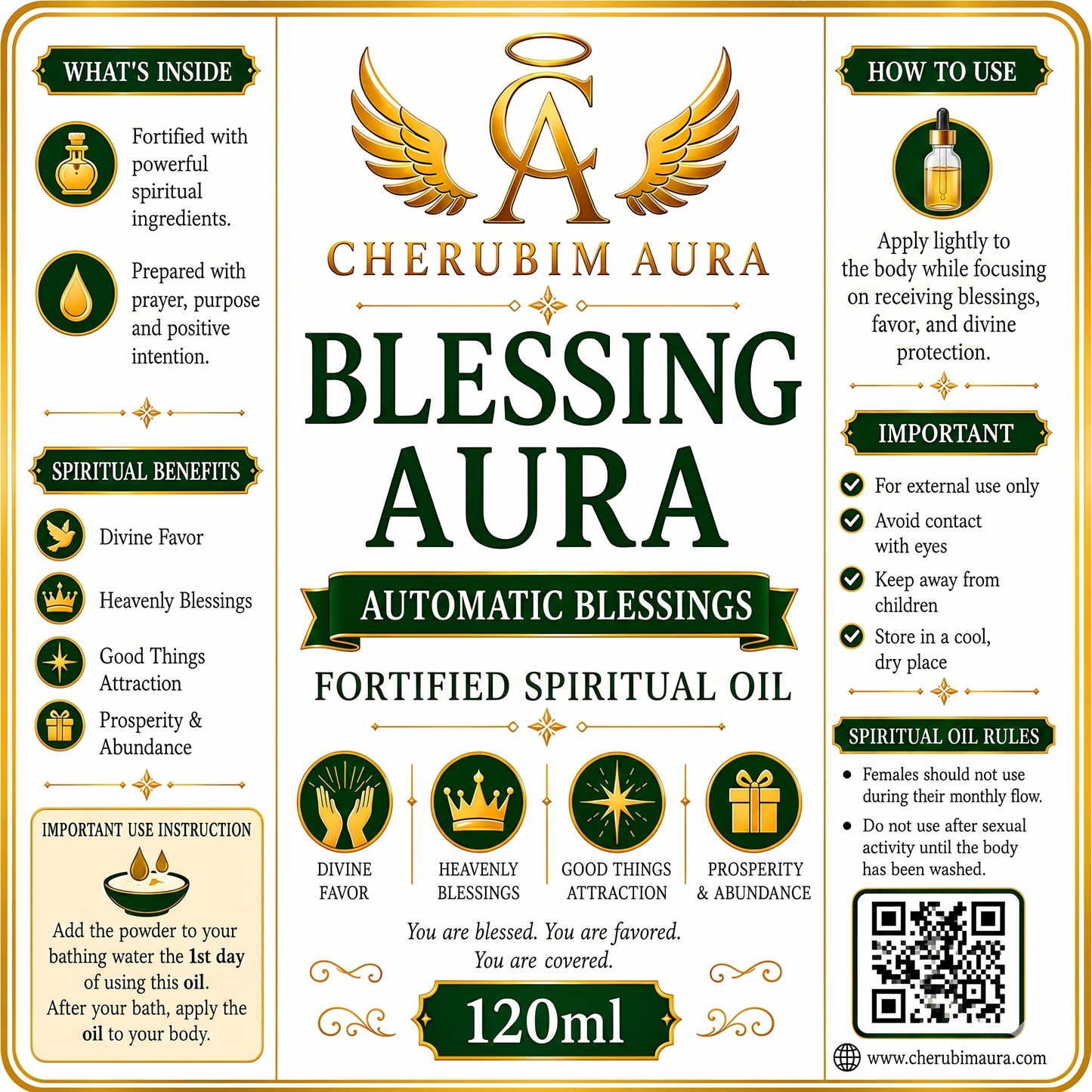Cherubim Aura Blessing Automatic Blessings Fortified Spiritual Oil – 120ml