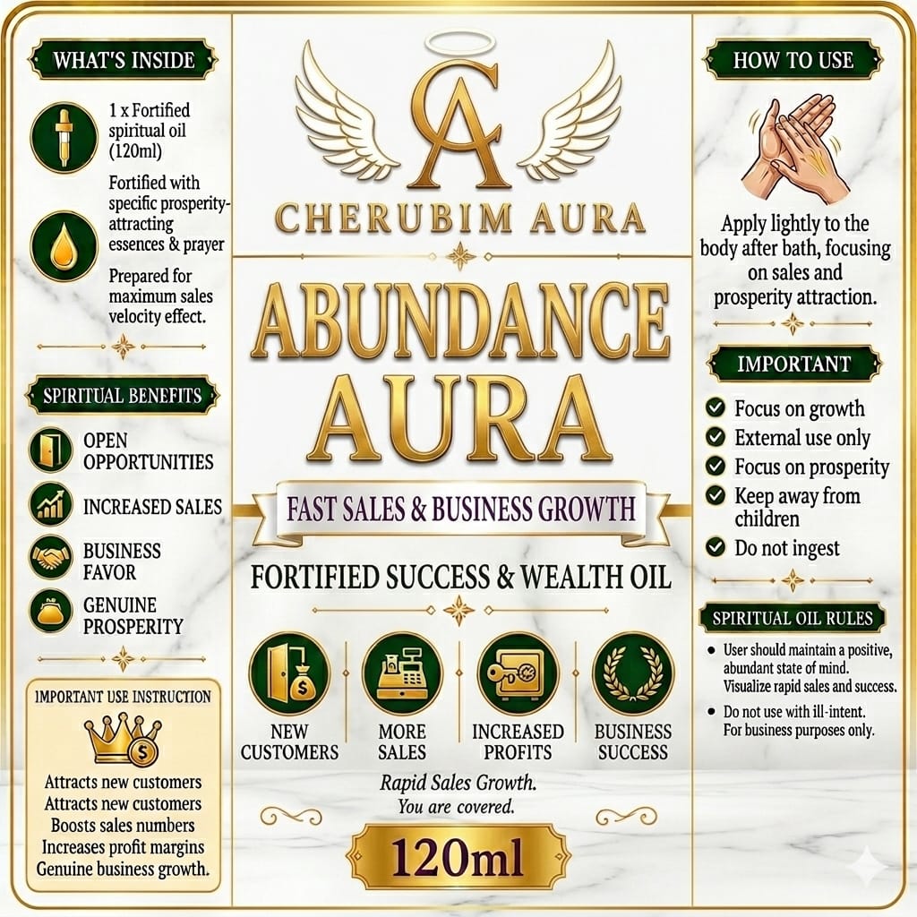 Cherubim Aura Abundance Fast Sales & Business Growth Fortified Oil – 120ml