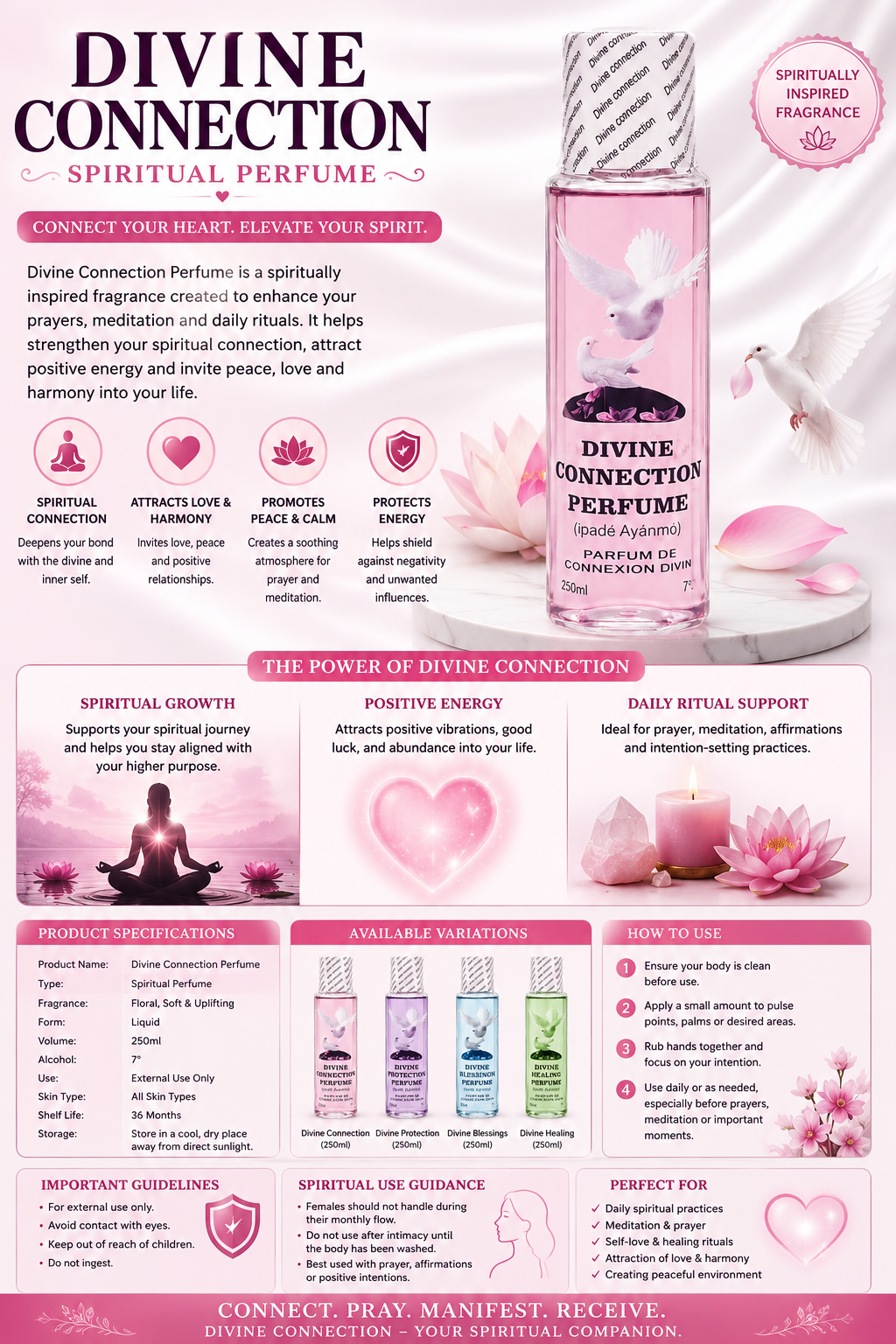 Divine Connection Perfume (Ìpàdé Ayànmọ̀) | Premium Eau de Cologne | Long-Lasting Unisex Fragrance | 250ml