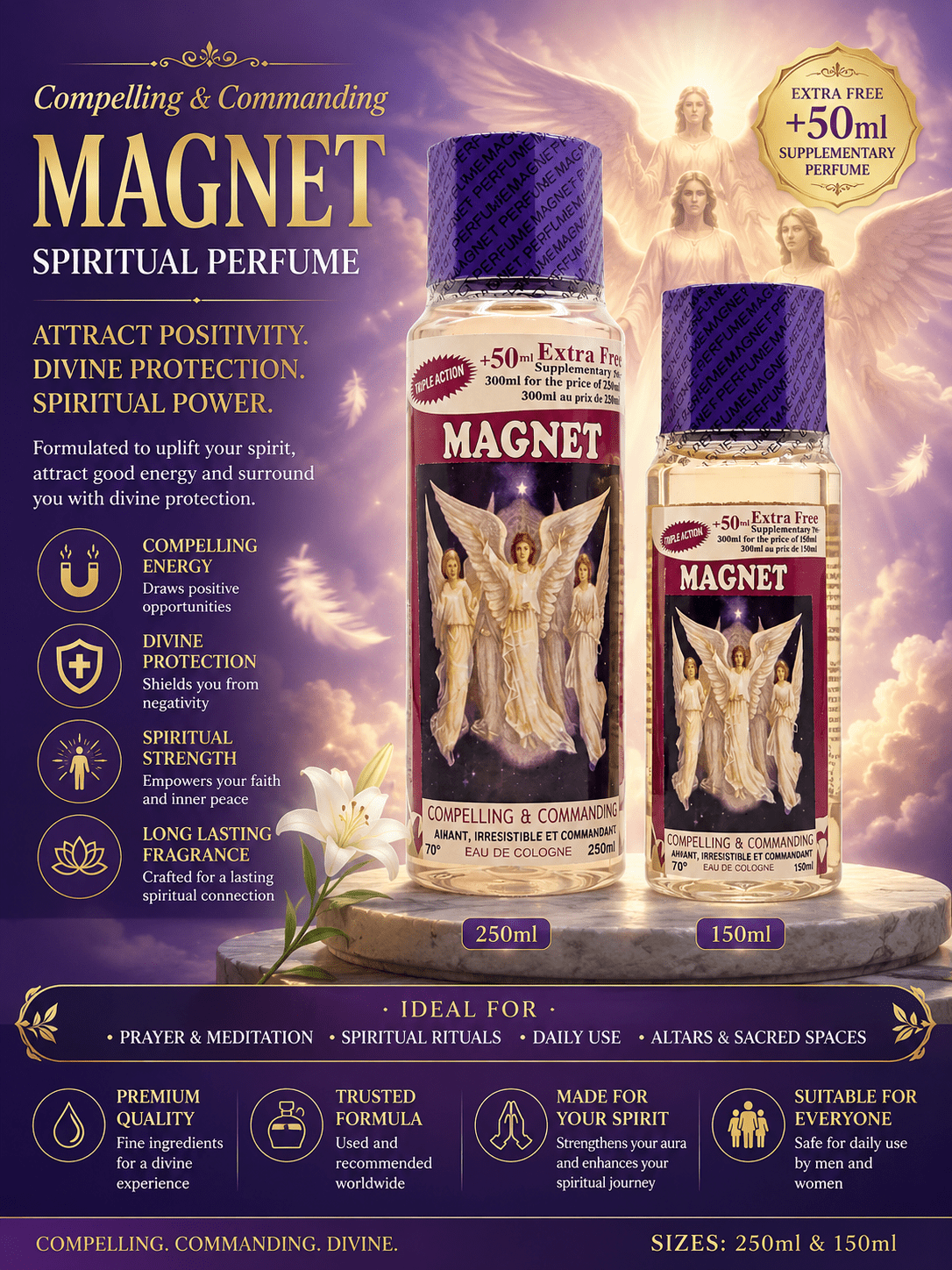 Magnet Spiritual Perfume | Premium Spiritual Cologne for Compelling & Commanding | 250ml & 150ml - Perfume - Cherubim Aura