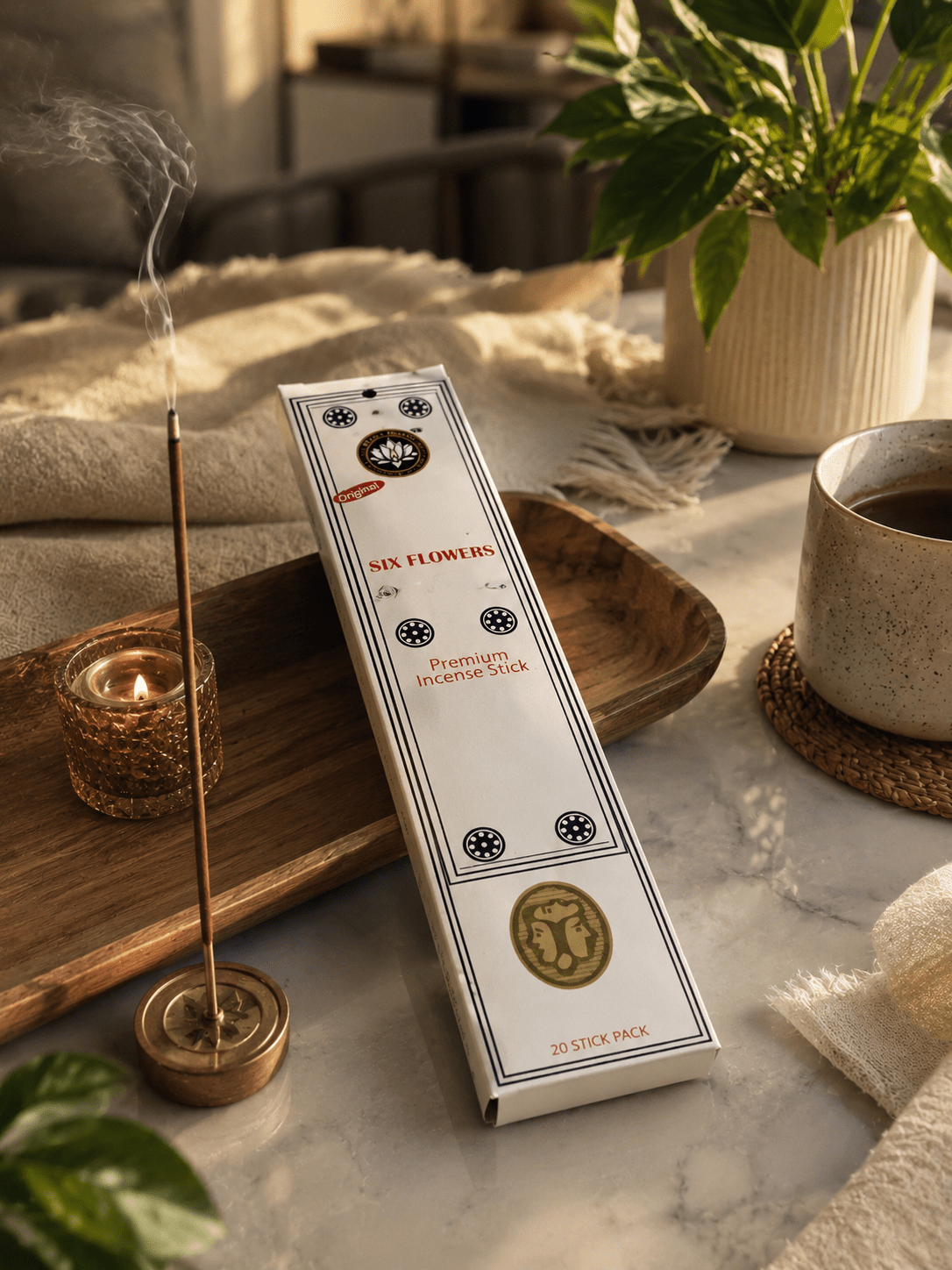 Six Flowers Premium Incense Sticks | 20 Slow-Burning Aromatic Incense for Prayer, Meditation & Home Fragrance - Incense - Cherubim Aura