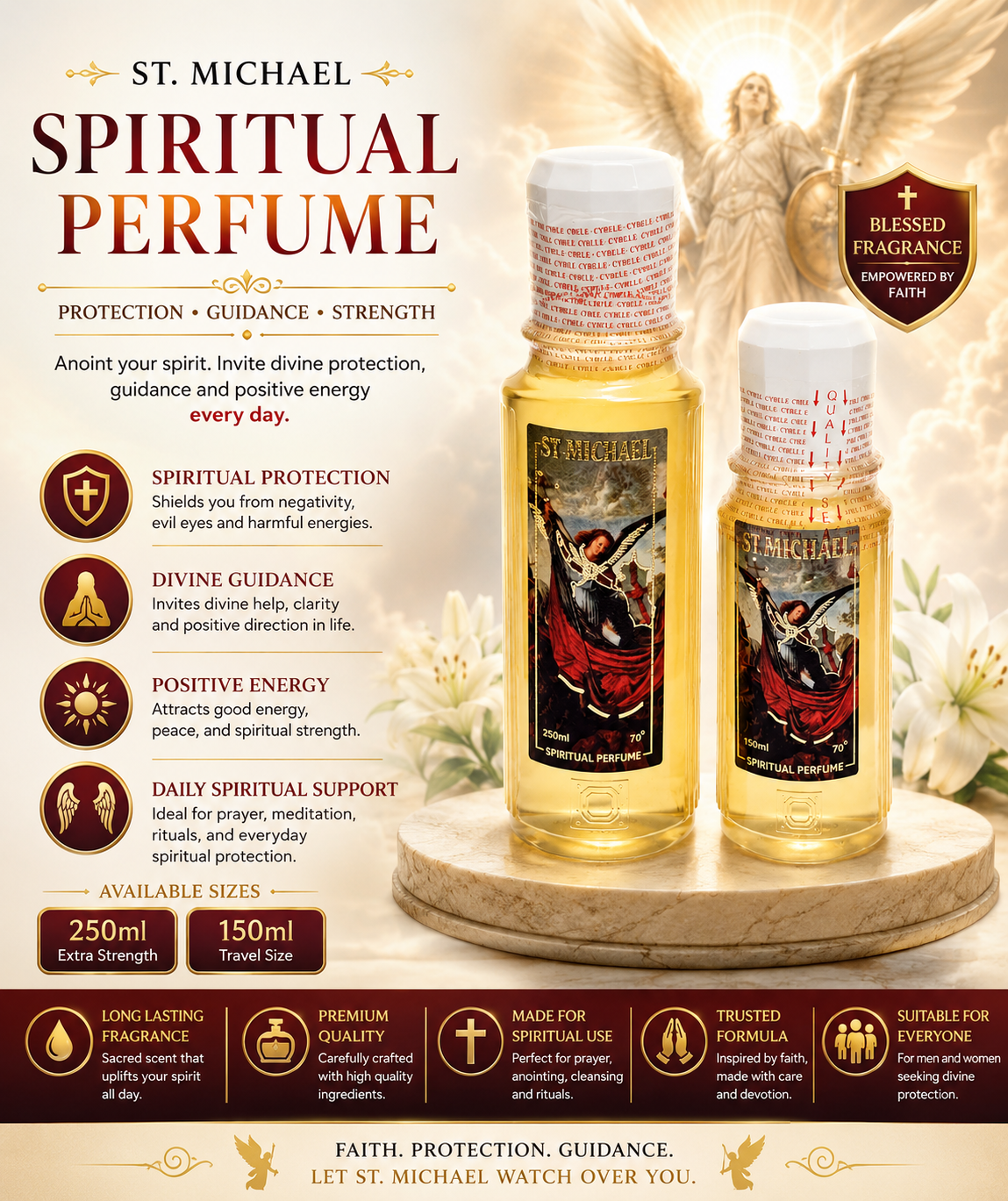 St. Michael Spiritual Perfume | Premium Spiritual Cologne | 250ml & 150ml.
