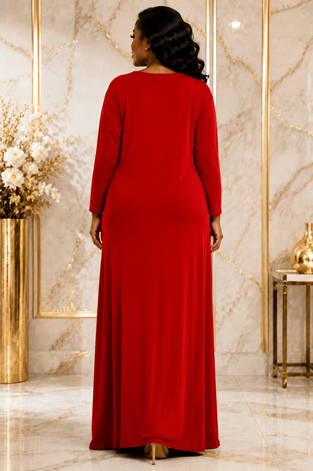 Women's Long Sleeve Relaxed Maxi Dress – Round Neck One Size Casual Dress (UK 10–20) - Maxi Dress - Cherubim Aura
