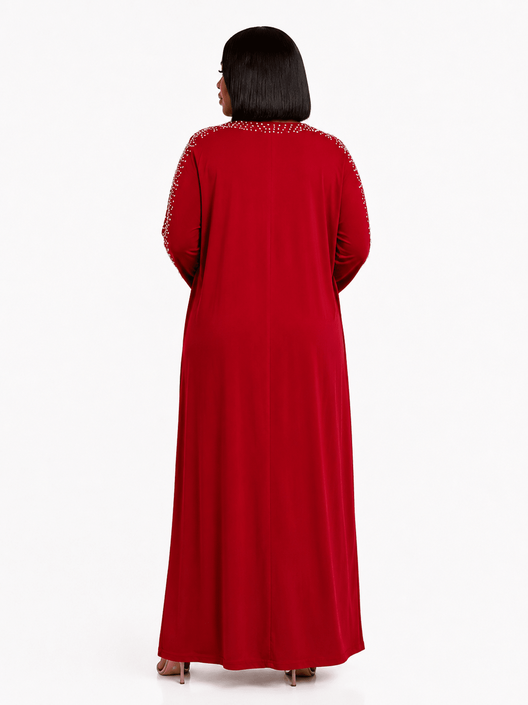 Women's Pearl Embellished Maxi Dress – Elegant Batwing Long Sleeve Relaxed Fit Maxi Dress (UK 10–20) - Maxi Dress - Cherubim Aura