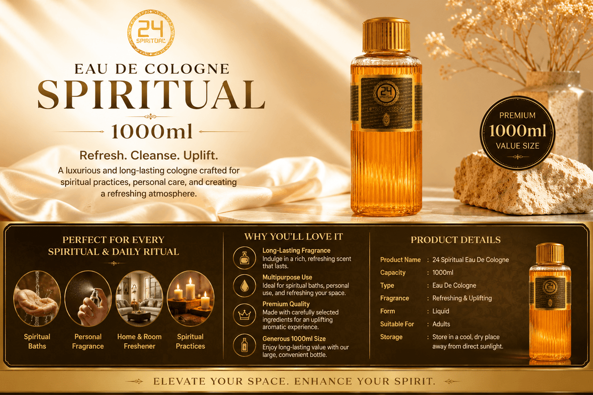 24 Spiritual Eau De Cologne | Premium Spiritual Perfume | Daily Blessing & Spiritual Wellness Cologne | 1000ml - Perfume - Cherubim Aura