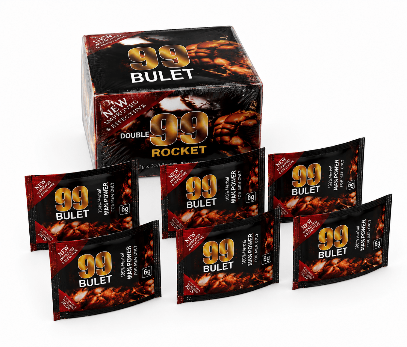 99 Bulet Double 99 Rocket Herbal Man Power Supplement – 6g Sachets - Adult Intimacy product - Cherubim Aura