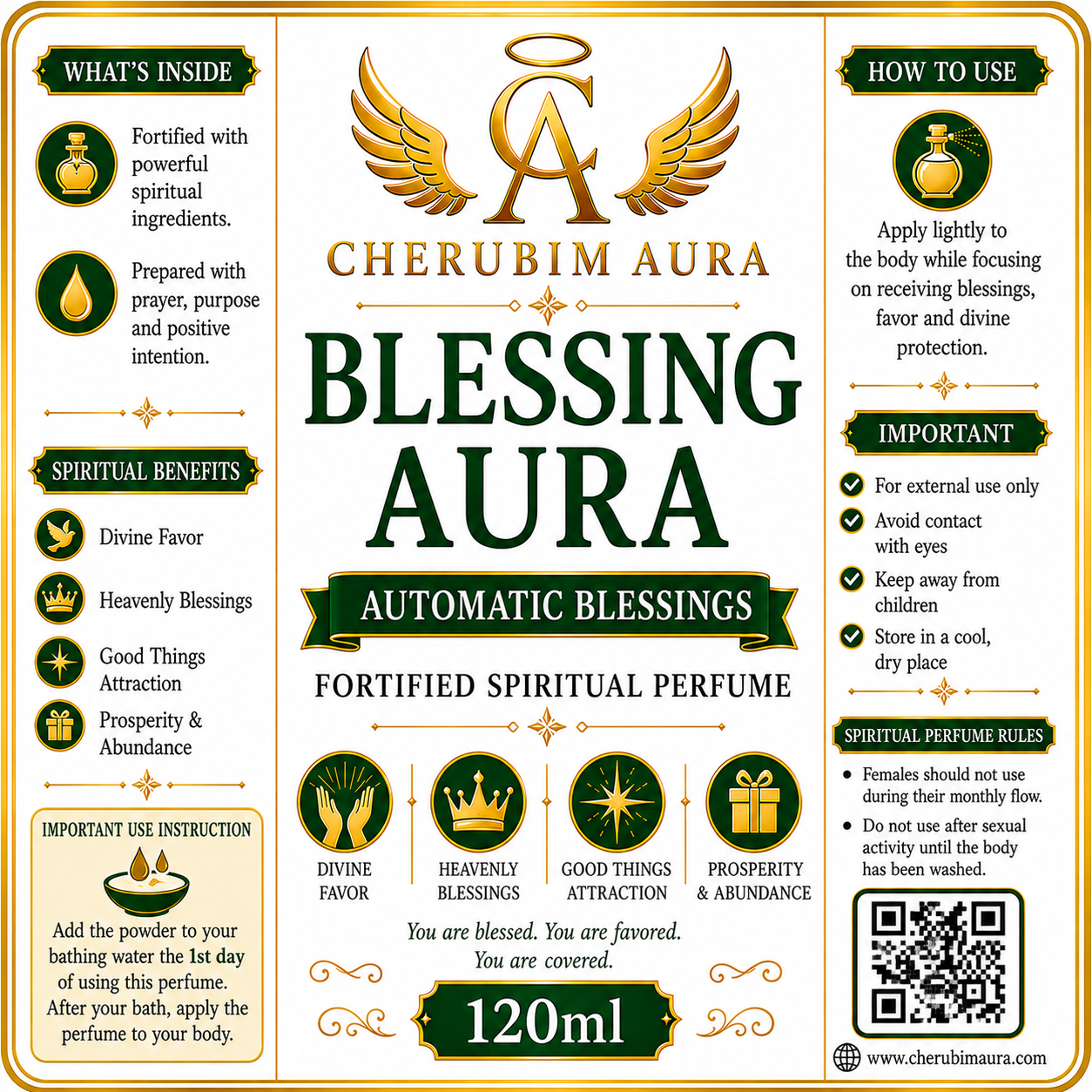 Cherubim Aura Blessing Automatic Blessings Fortified Spiritual Oil – 120ml