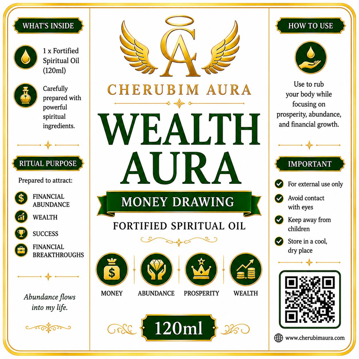 Cherubim Aura Wealth Money Drawing Fortified Spiritual Oil – 120ml