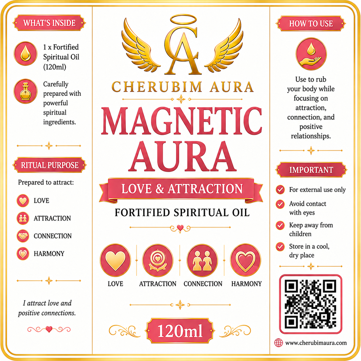 Cherubim Aura Magnetic Love & Attraction Fortified Spiritual Oil – 120ml