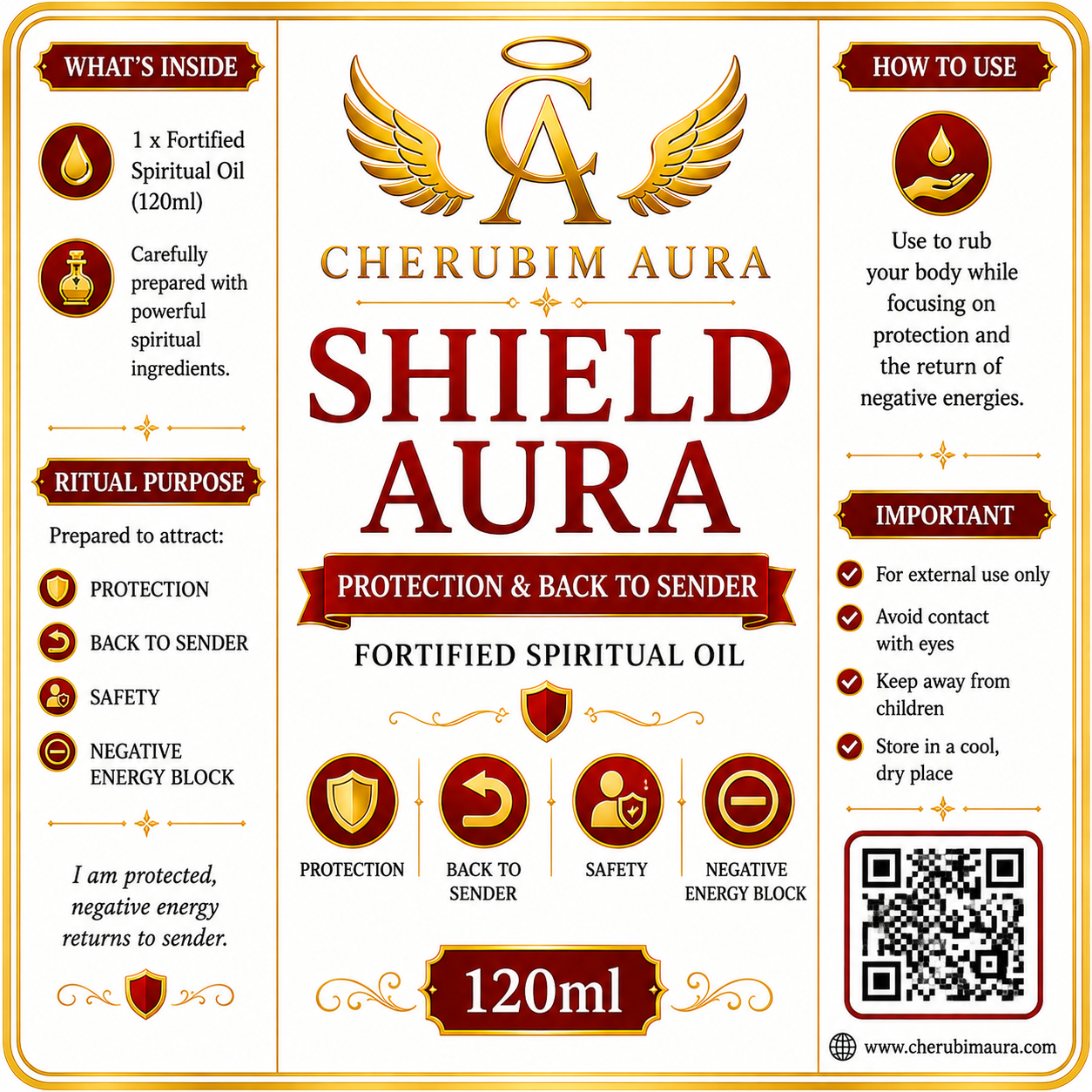 Cherubim Aura Shield Protection & Back to Sender Fortified Spiritual Oil – 120ml