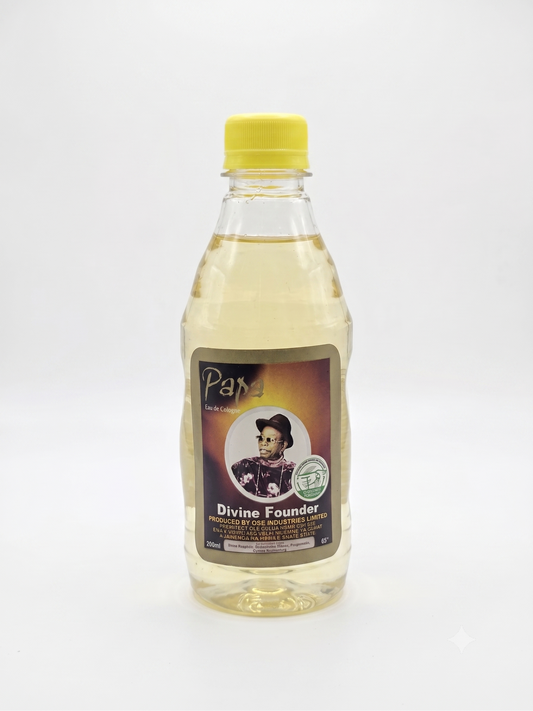 Single eau de cologne bottle with yellow cap and amber liquid, centered view
