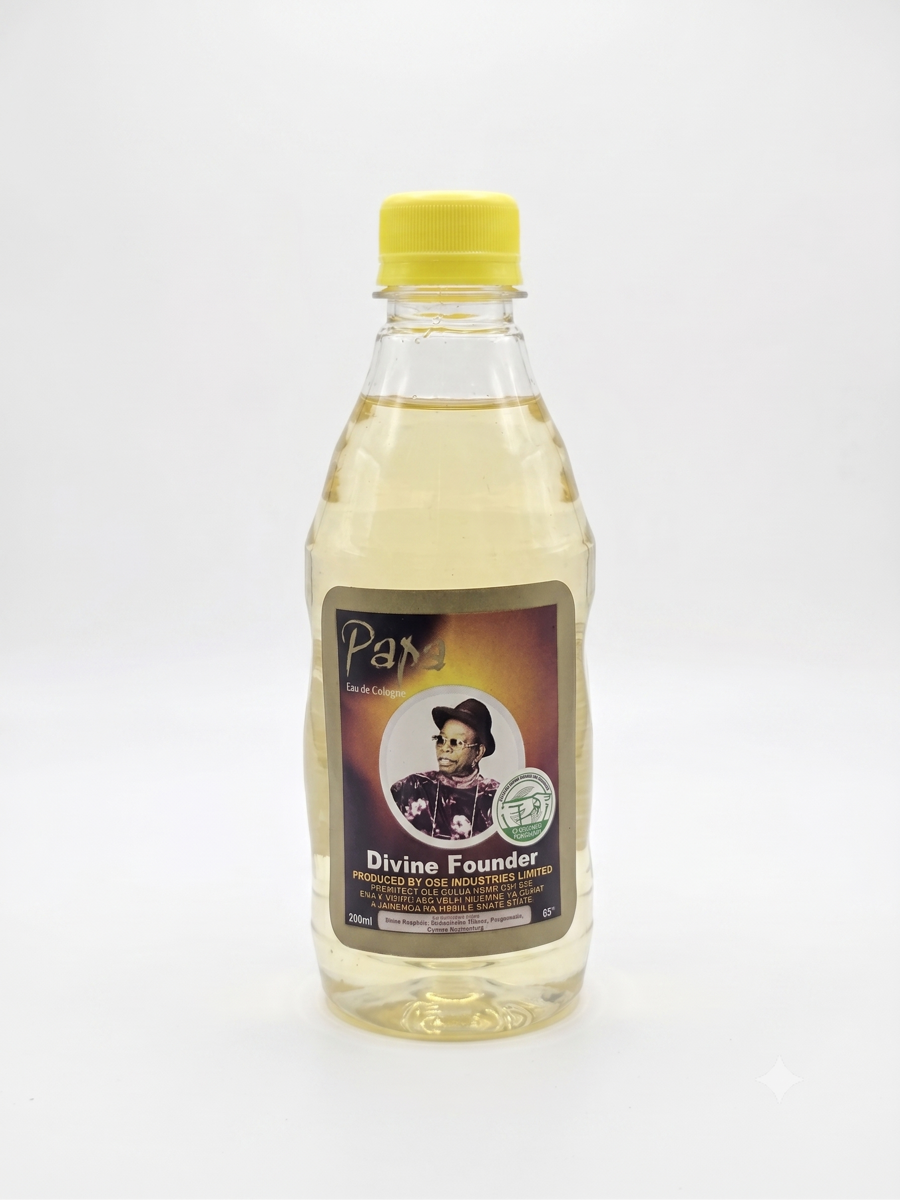Bottle of 'Pax' with a label featuring a portrait on a white background