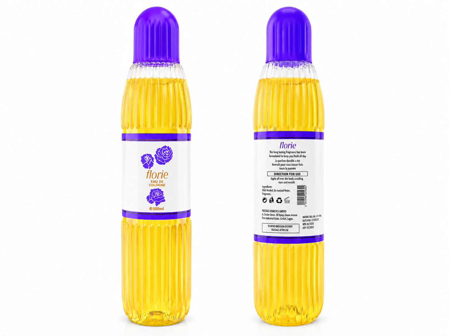 Florie Eau de Cologne | Elegant Floral Fragrance | Long-Lasting Fresh Cologne | 500ml