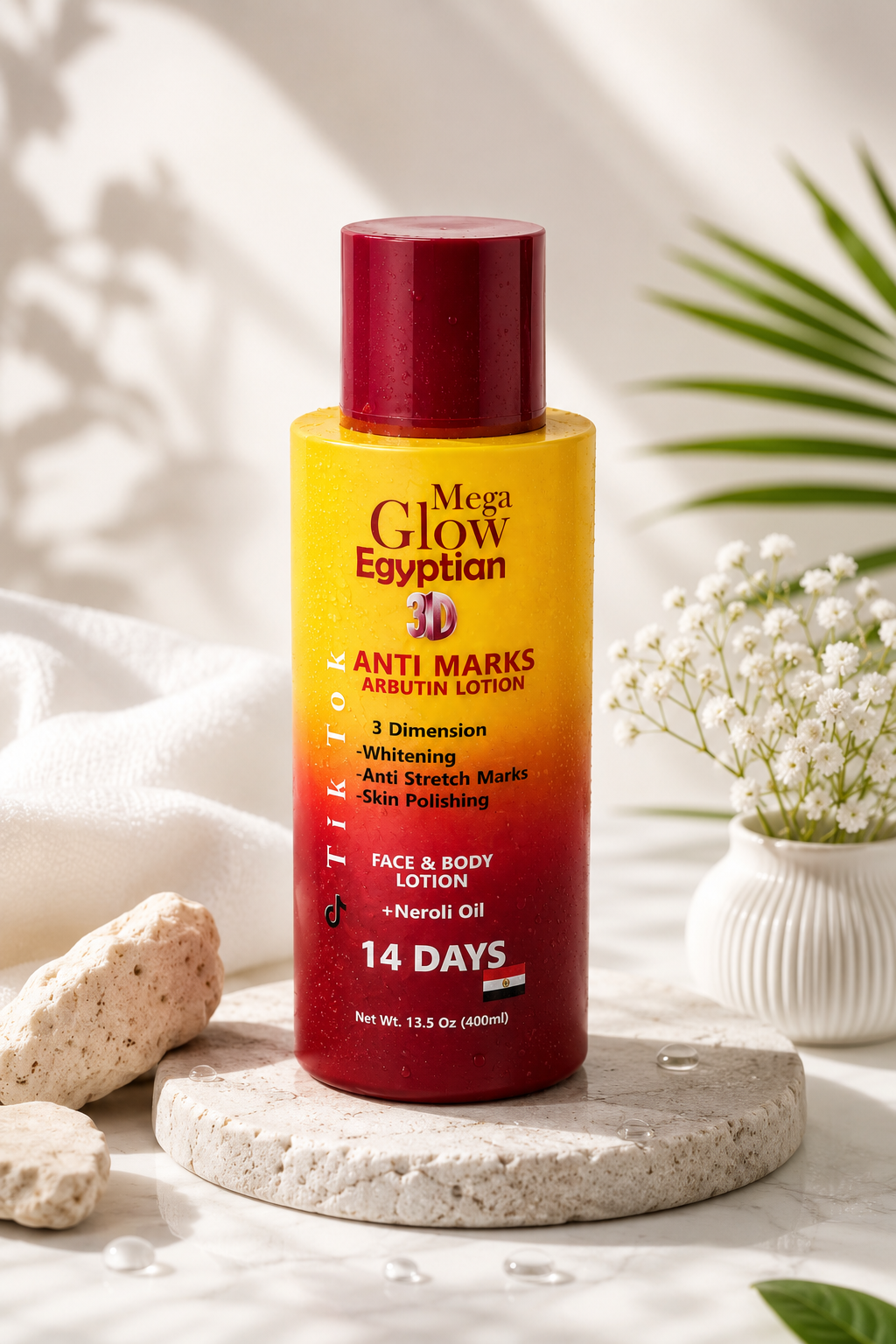 Mega Glow Egyptian Face & Body Lotion – Hydrating & Radiance Boosting Formula (400ml)