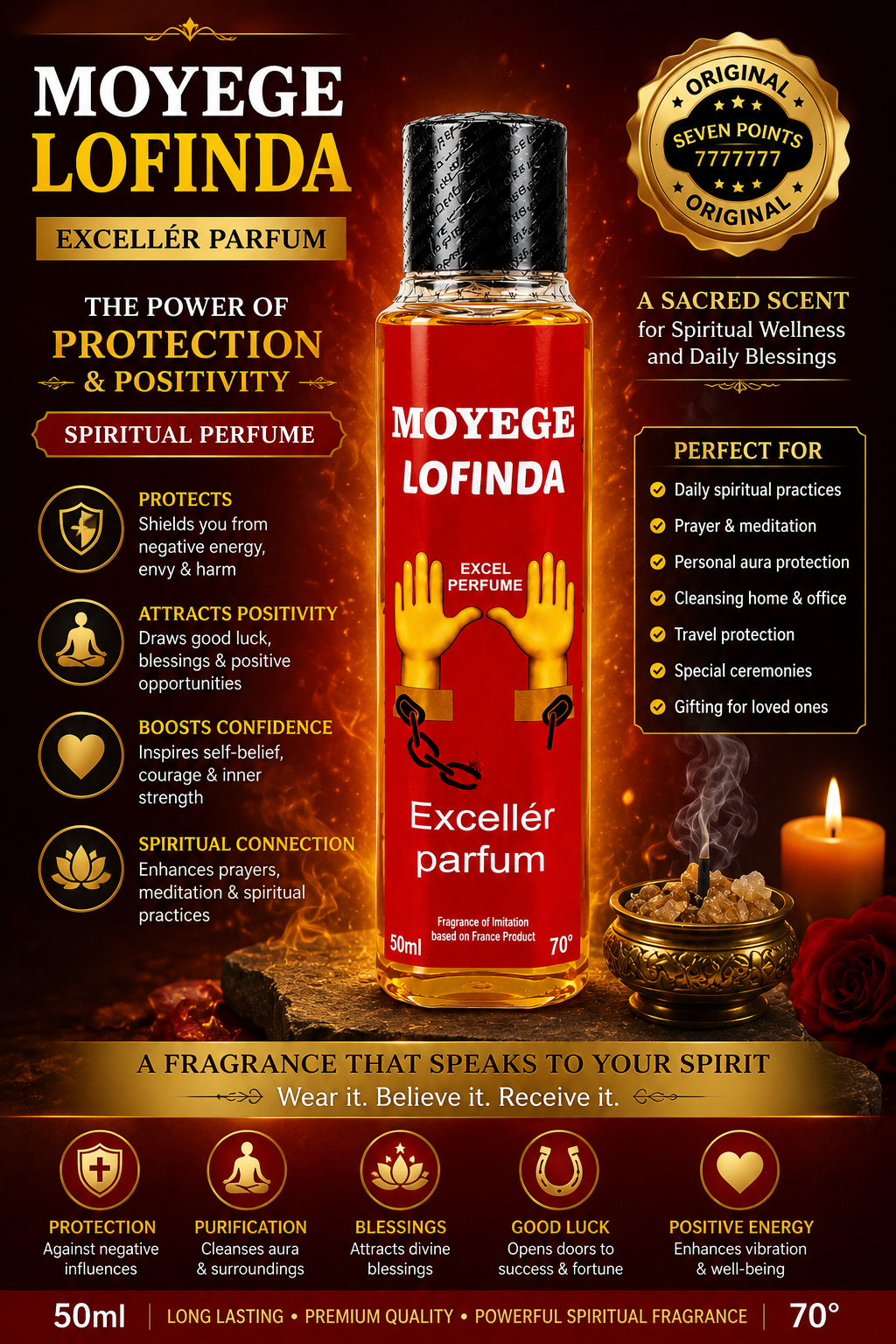 Moyege Lofinda Spiritual Perfume – Sacred Fragrance for Protection, Luck, and Positivity