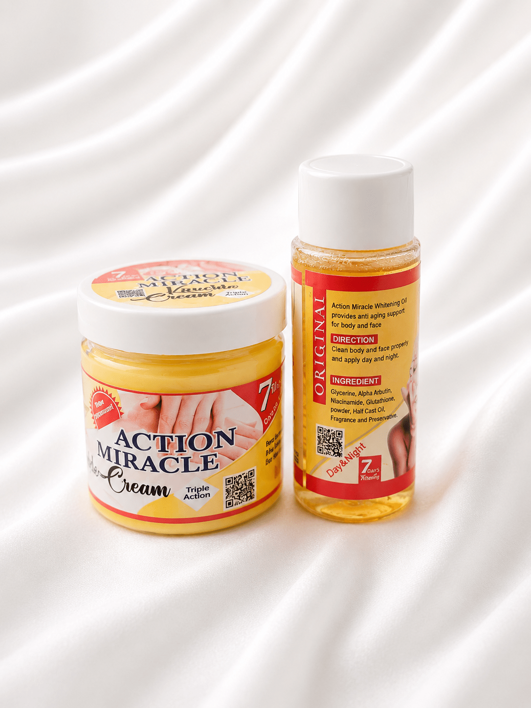Action Miracle Whitening Oil & Cream Set with Alpha Arbutin & Glutathione - Body Lotion - Cherubim Aura