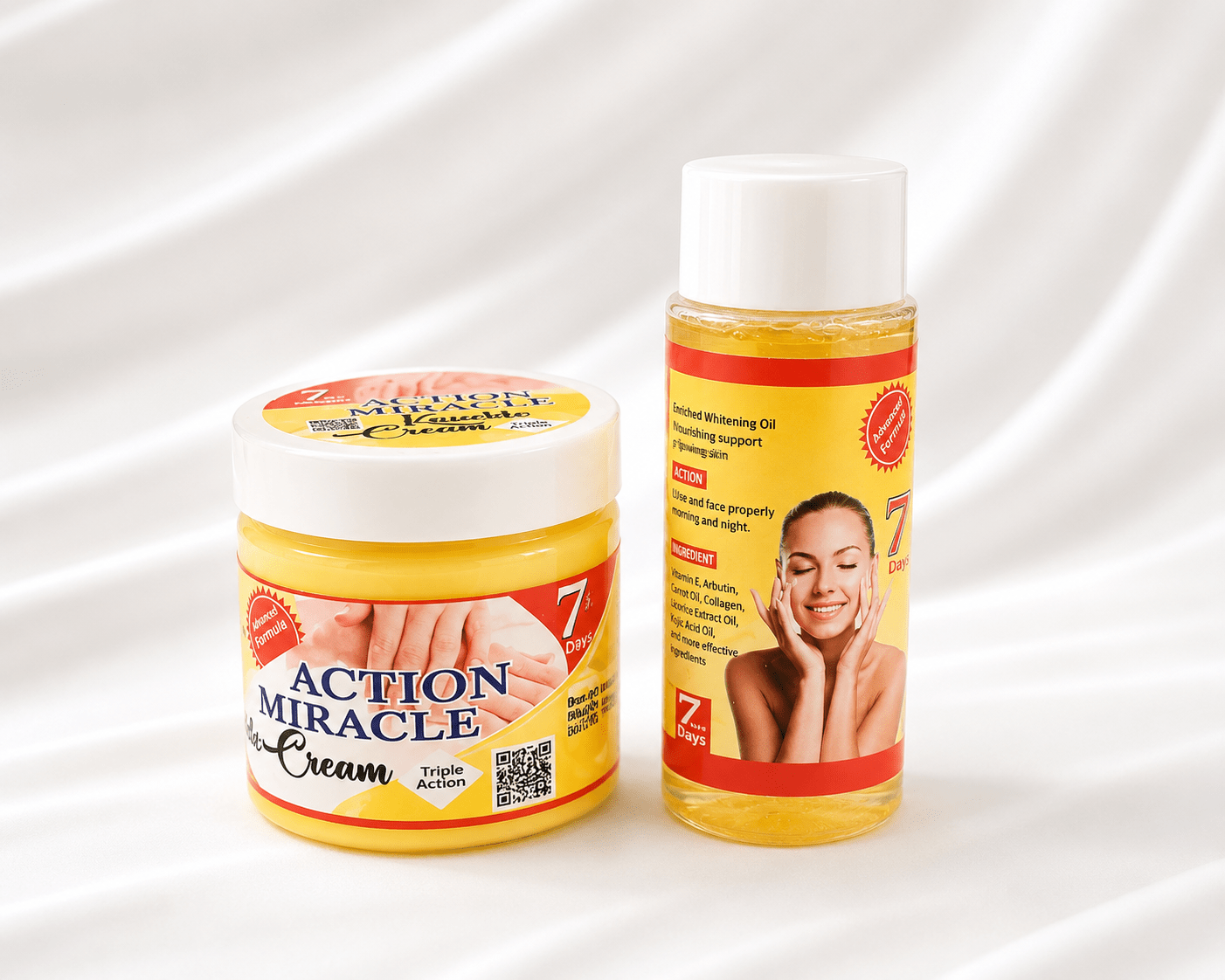 Action Miracle Whitening Oil & Cream Set with Alpha Arbutin & Glutathione - Body Lotion - Cherubim Aura