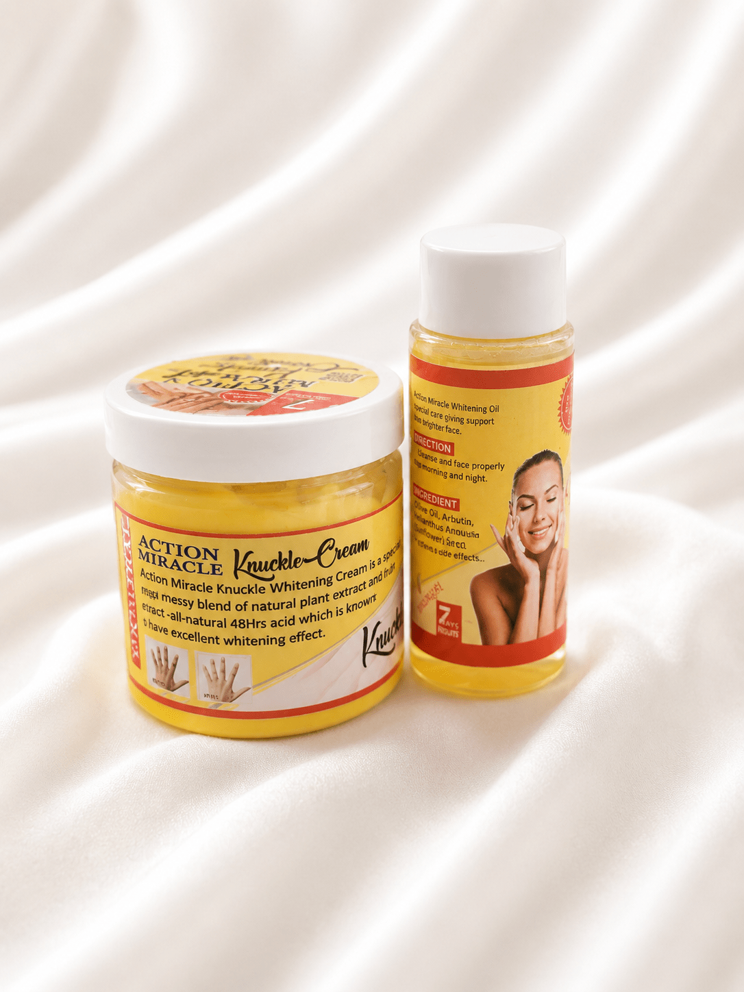 Action Miracle Whitening Oil & Cream Set with Alpha Arbutin & Glutathione - Body Lotion - Cherubim Aura