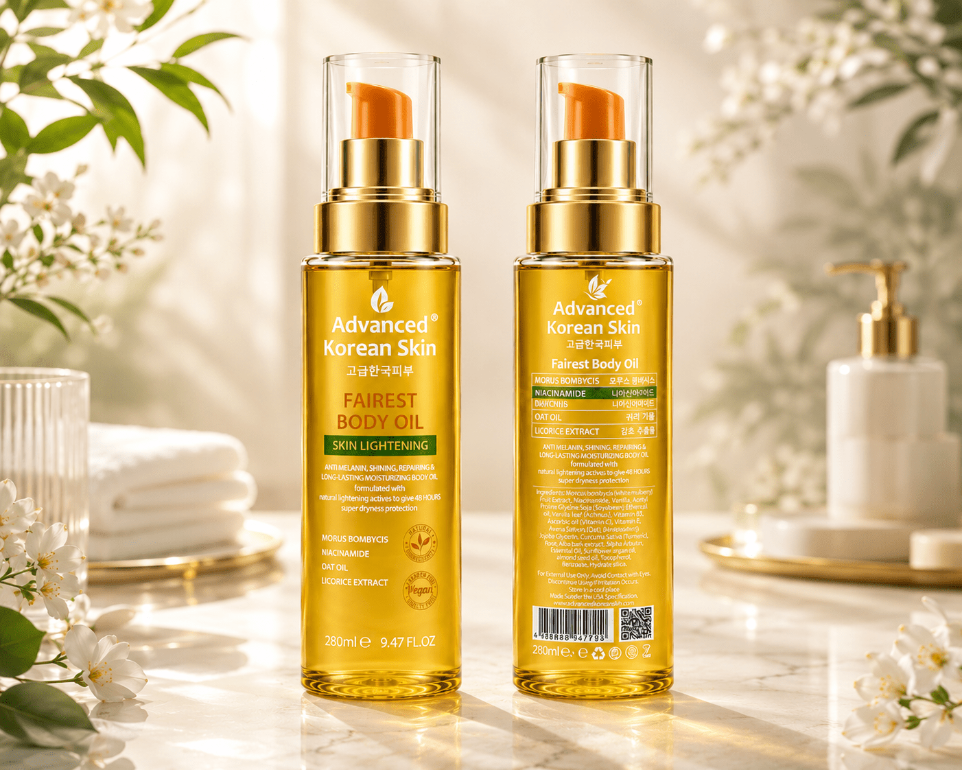 Advanced Korean Skin Fairest Body Oil with Niacinamide | Nourishing Moisturising Body Oil | 280ml - Skincare - Cherubim Aura