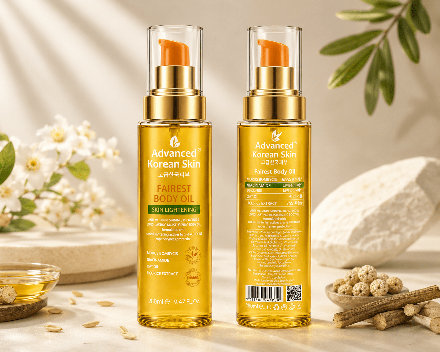 Advanced Korean Skin Fairest Body Oil with Niacinamide | Nourishing Moisturising Body Oil | 280ml - Skincare - Cherubim Aura