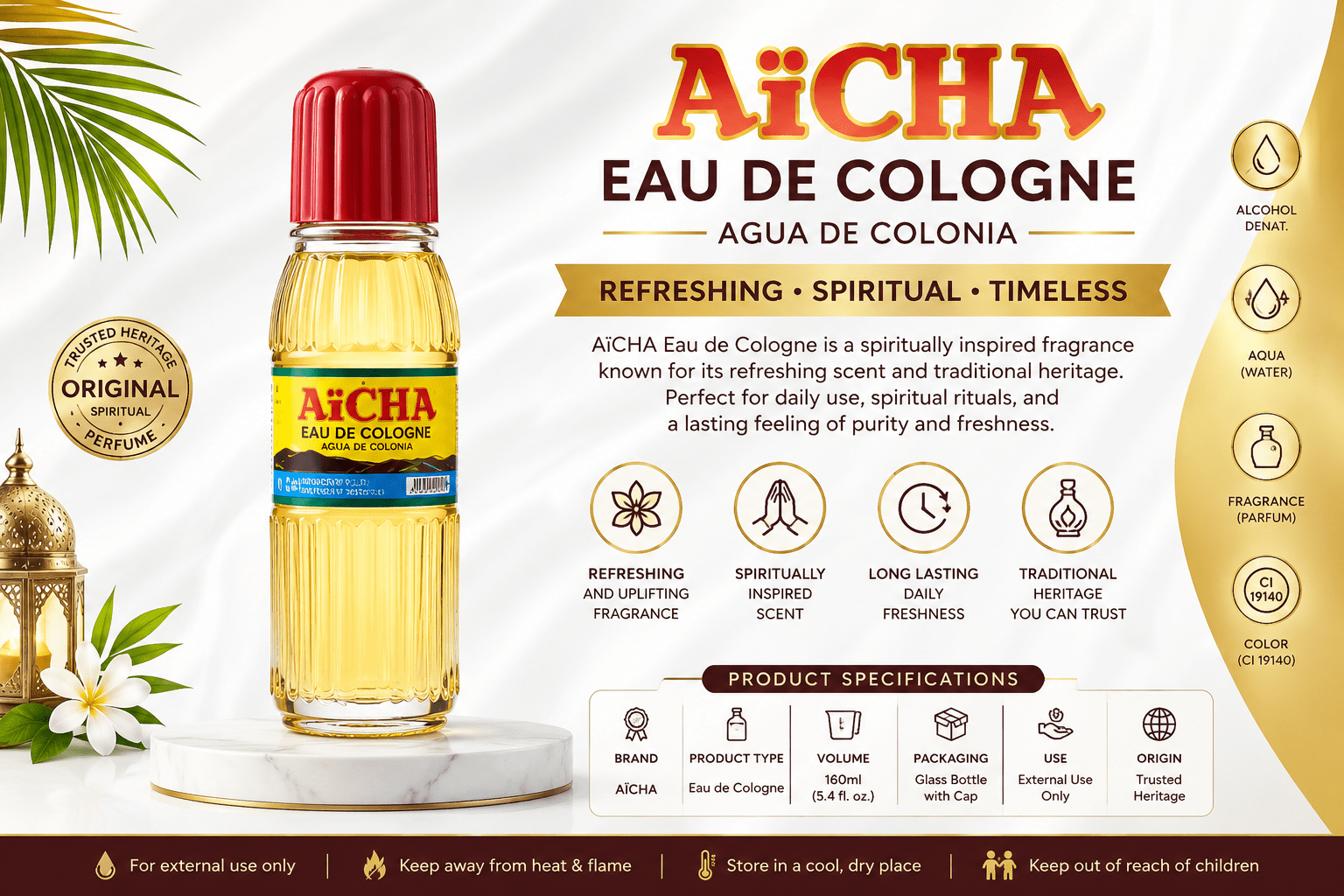 Aïcha Eau De Cologne – Refreshing Spiritual Cologne - Perfume - Cherubim Aura