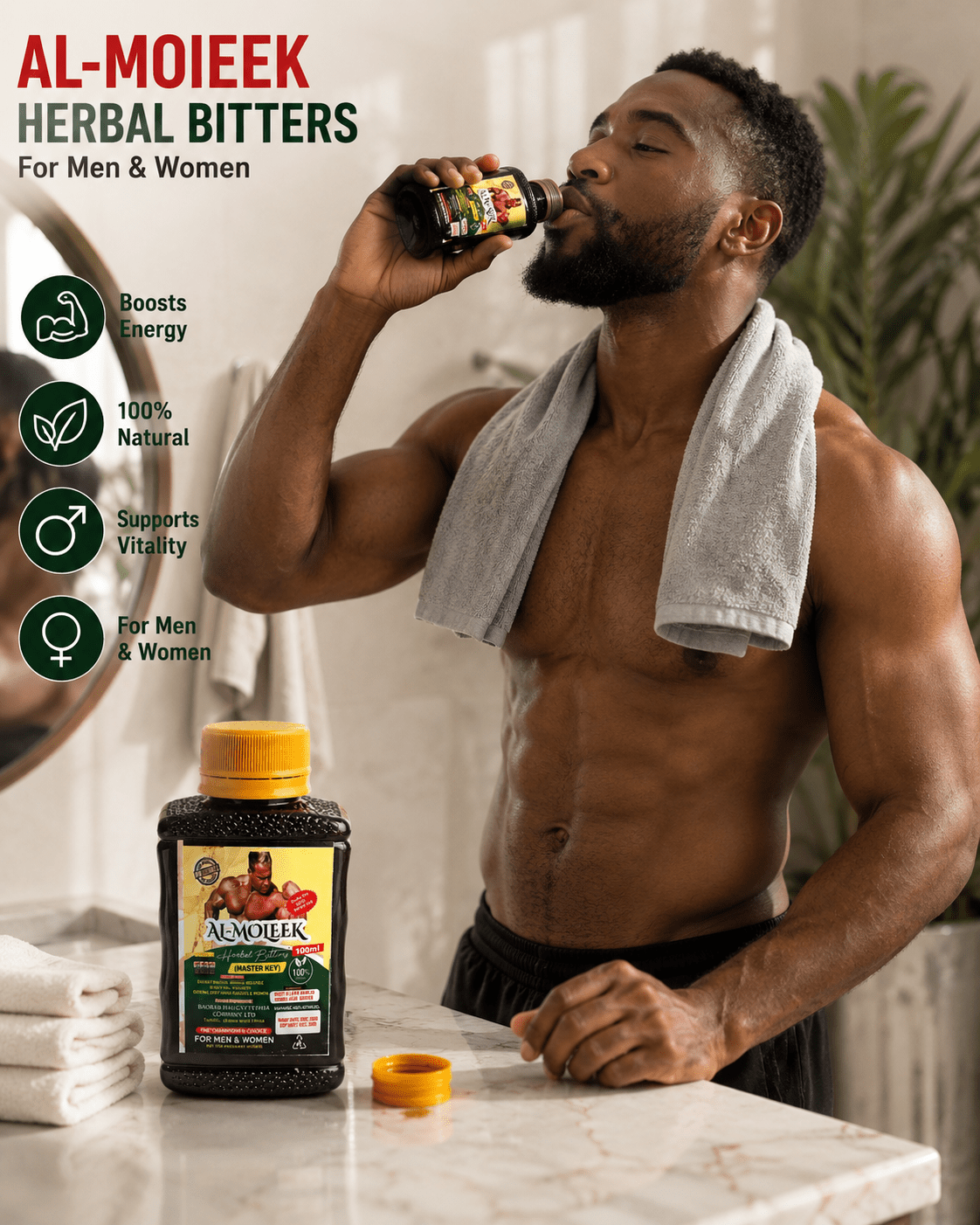 Al-Mojeek Herbal Bitters 100ml × 6 Bottles – Traditional Herbal Tonic for Men & Women - Herbal Wellness - Cherubim Aura