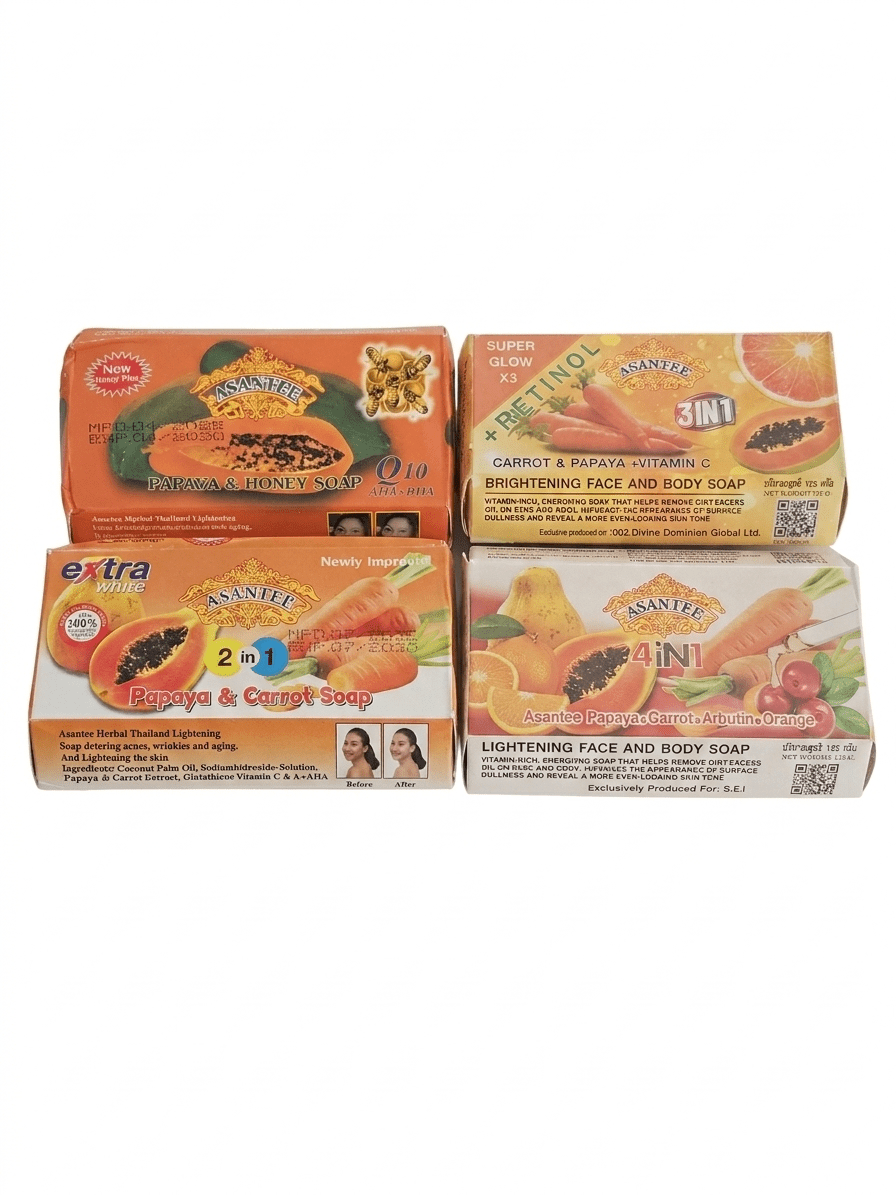 Asantee Herbal Brightening Soap – Papaya, Carrot, Honey & Arbutin Face & Body Cleansing Bar – 4 Variants - Skincare - Cherubim Aura