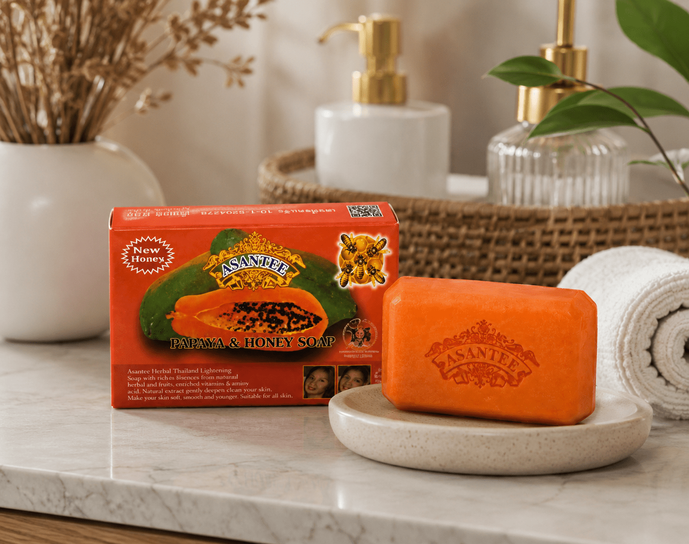Asantee Herbal Brightening Soap – Papaya, Carrot, Honey & Arbutin Face & Body Cleansing Bar – 4 Variants - Skincare - Cherubim Aura