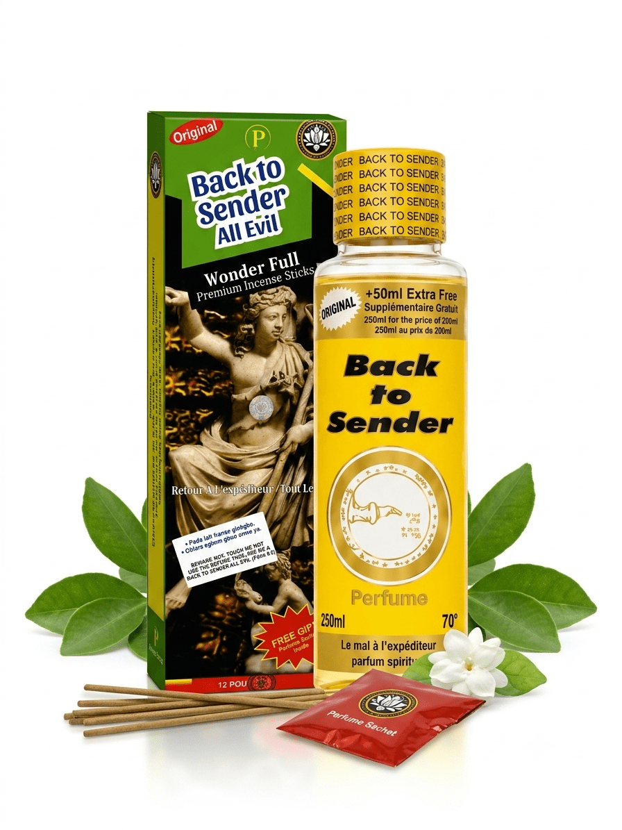 Back to Sender Spiritual Perfume & Premium Incense Bundle | 500ml, 250ml & 150ml Spiritual Fragrance Collection with Premium Incense Sticks - Bundle - Cherubim Aura