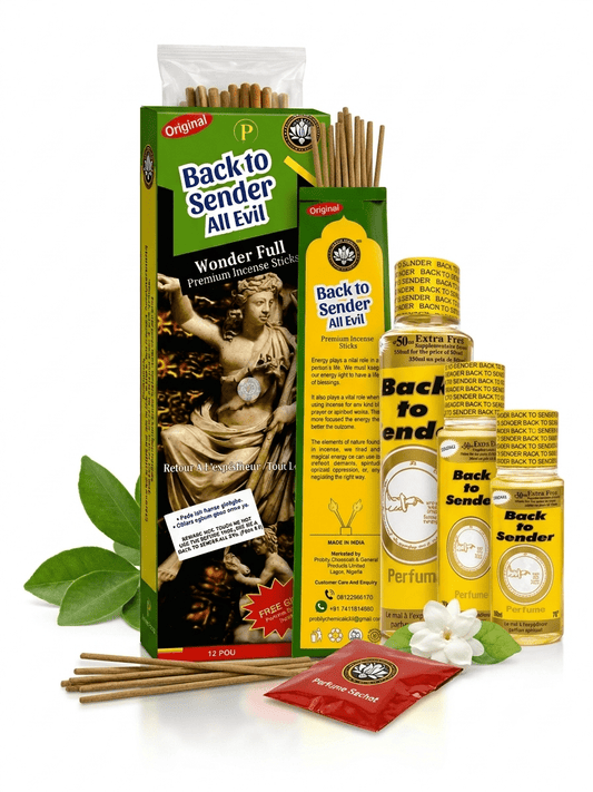 Back to Sender Spiritual Perfume & Premium Incense Bundle | 500ml, 250ml & 150ml Spiritual Fragrance Collection with Premium Incense Sticks - Bundle - Cherubim Aura