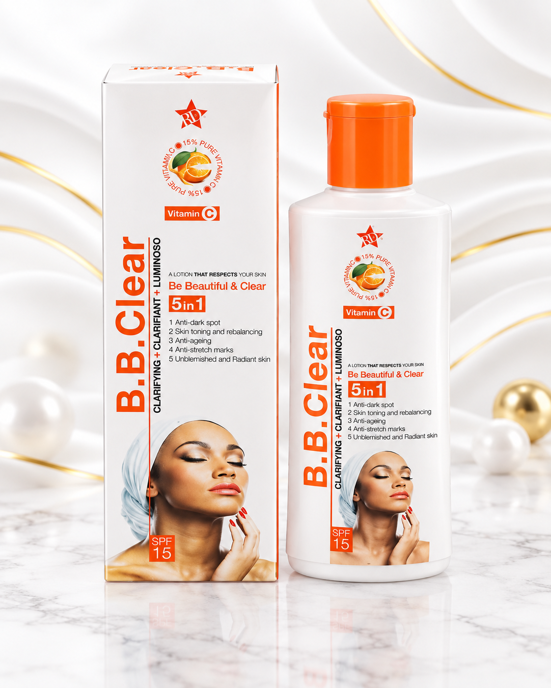 A white bottle and matching box of B.B.