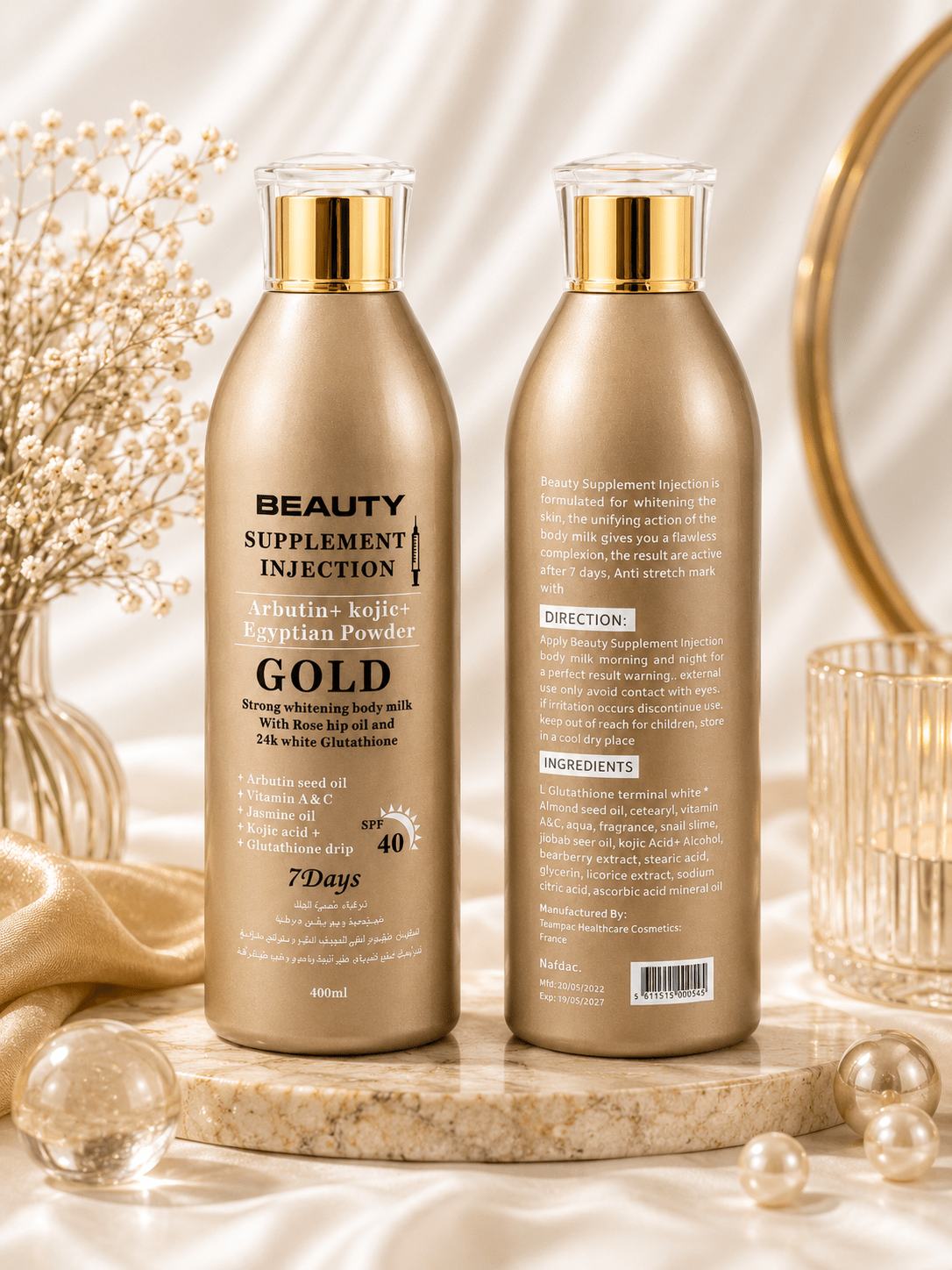 Beauty Supplement Injection Body Milk | Vitamin C SPF 50 & Gold Arbutin + Kojic Acid | Face & Body Lotion | 400ml - Body Lotion - Cherubim Aura