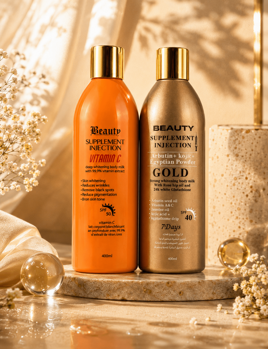 Beauty Supplement Injection Body Milk | Vitamin C SPF 50 & Gold Arbutin + Kojic Acid | Face & Body Lotion | 400ml - Body Lotion - Cherubim Aura