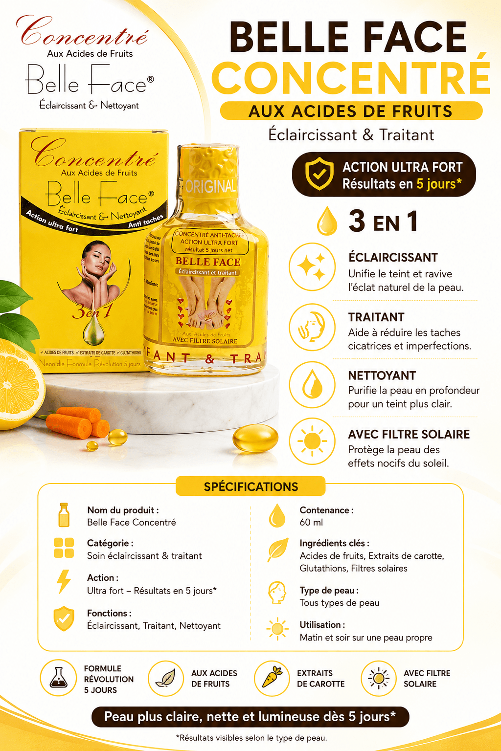 Belle Face Fruit Acid Concentrate | Anti-Dark Spot Brightening Treatment | Intensive Skin Care Serum | 50ml - Skincare - Cherubim Aura