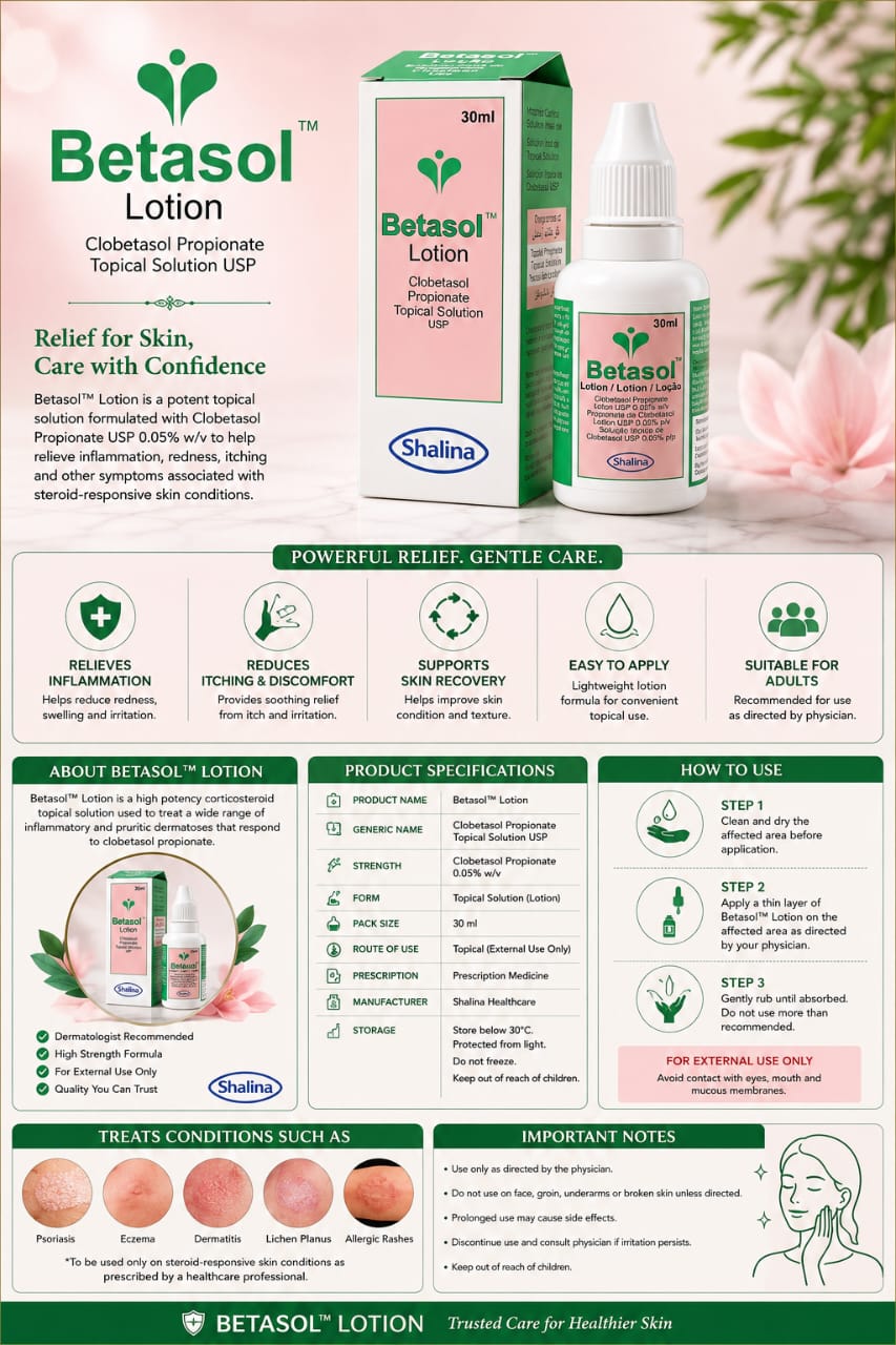 Betasol Clobetasol Propionate Scalp & Skin Lotion 30ml - Topical Corticosteroid Lotion - Cherubim Aura