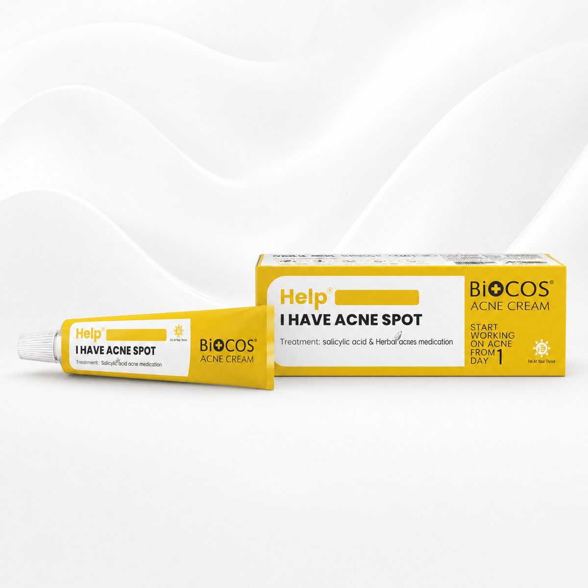 Biocos Help I Have Acne Spot Cream – Herbal Blemish Care with Neem, Aloe Vera, Glycolic Acid & Zinc Oxide - Skincare - Cherubim Aura