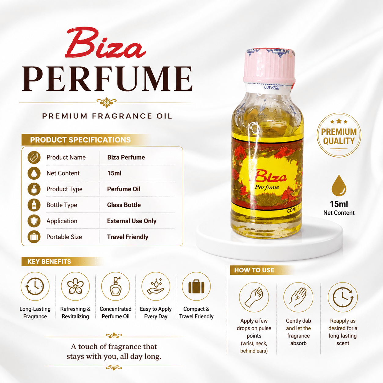 Biza Spiritual Perfume Oil – Attraction, Favour & Positive Aura Perfume - Spiritual Oil - Cherubim Aura