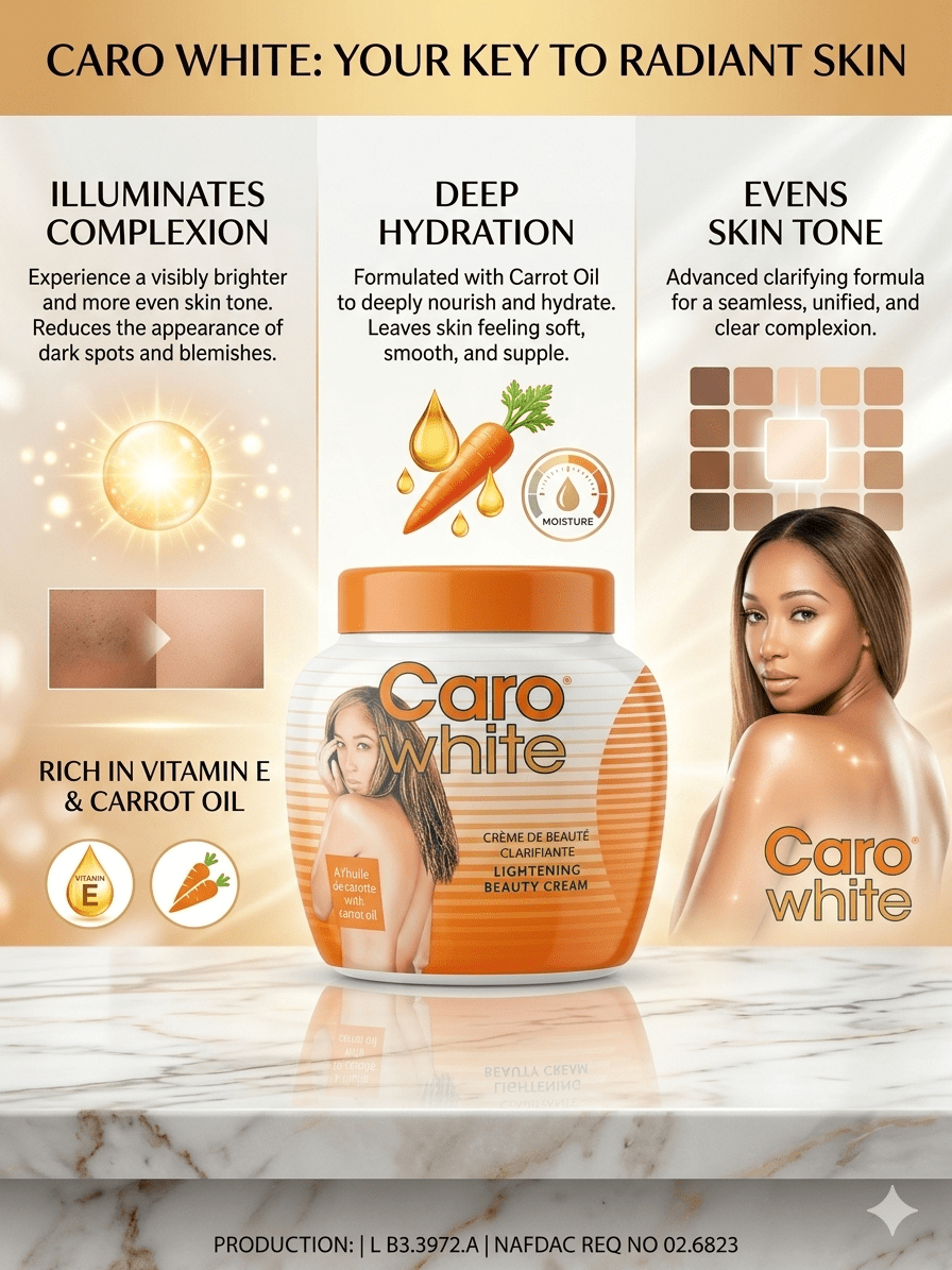 Caro White Lightening Beauty Cream With Carrot Oil – Skin Caro White Lightening Beauty Cream with Carrot Oil & Vitamin EBrightening & Moisturizing Body Cream 500ml - Skincare - Cherubim Aura