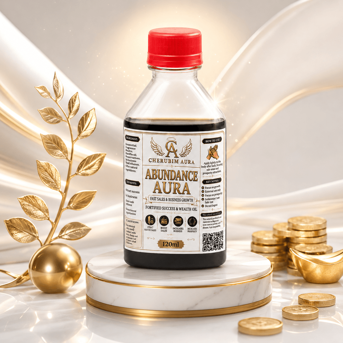 Cherubim Aura Abundance Fast Sales & Business Growth Fortified Oil – 120ml - Spiritual Oil - Cherubim Aura