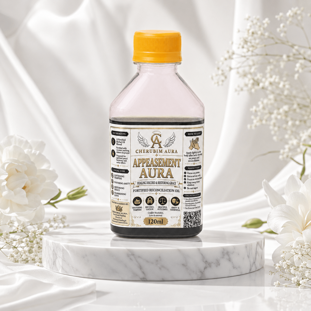 Cherubim Aura Appeasement Healing Discord & Restoring Grace Fortified Oil – 120ml - Spiritual Oil - Cherubim Aura