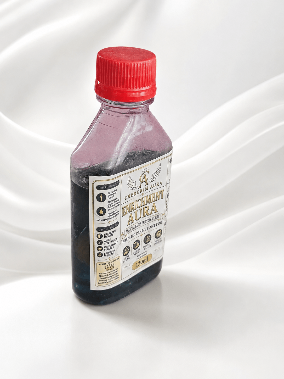 Cherubim Aura Enrichment Financial Gain & Property Wealth Fortified Oil – 120ml - Spiritual Oil - Cherubim Aura