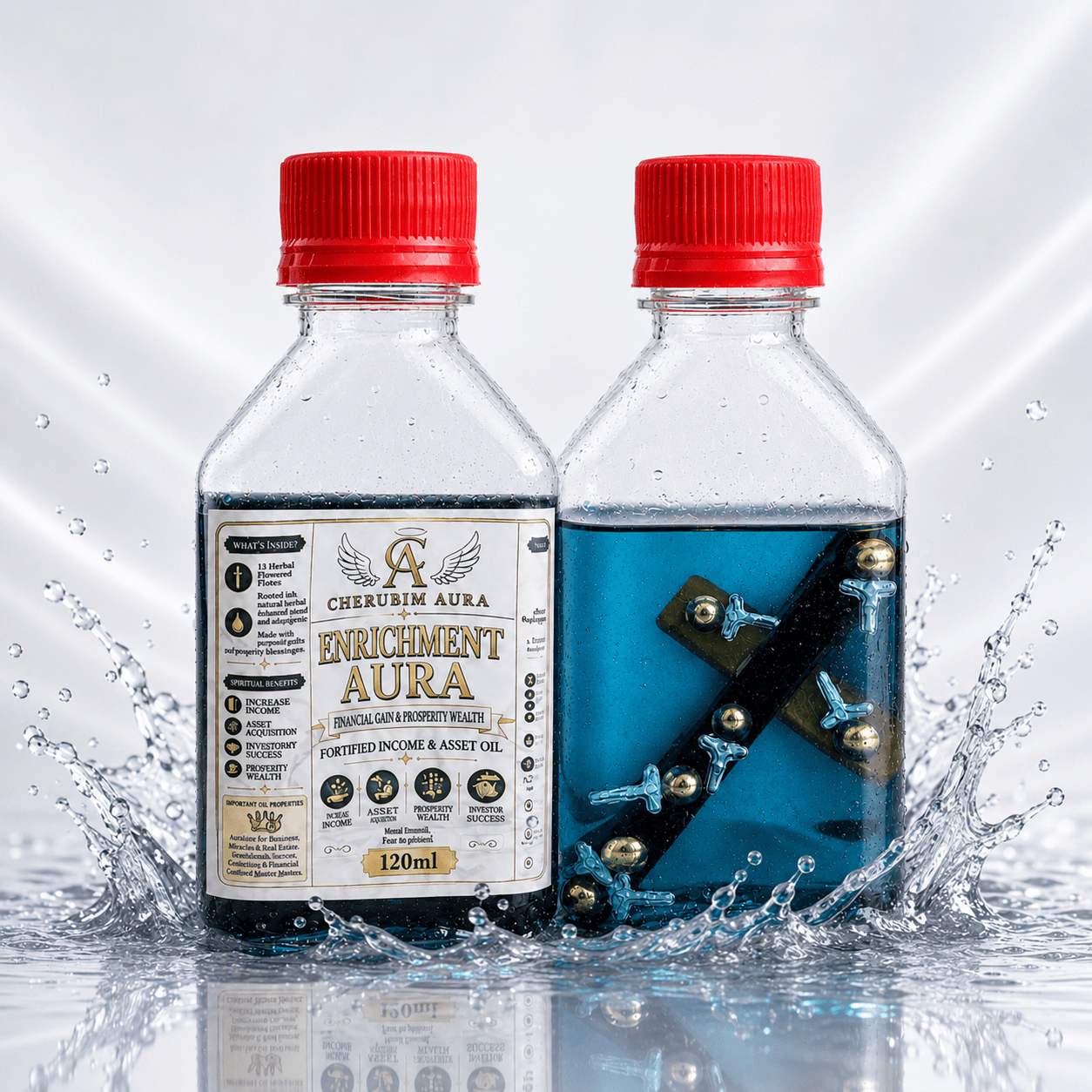 Cherubim Aura Enrichment Financial Gain & Property Wealth Fortified Oil – 120ml - Spiritual Oil - Cherubim Aura