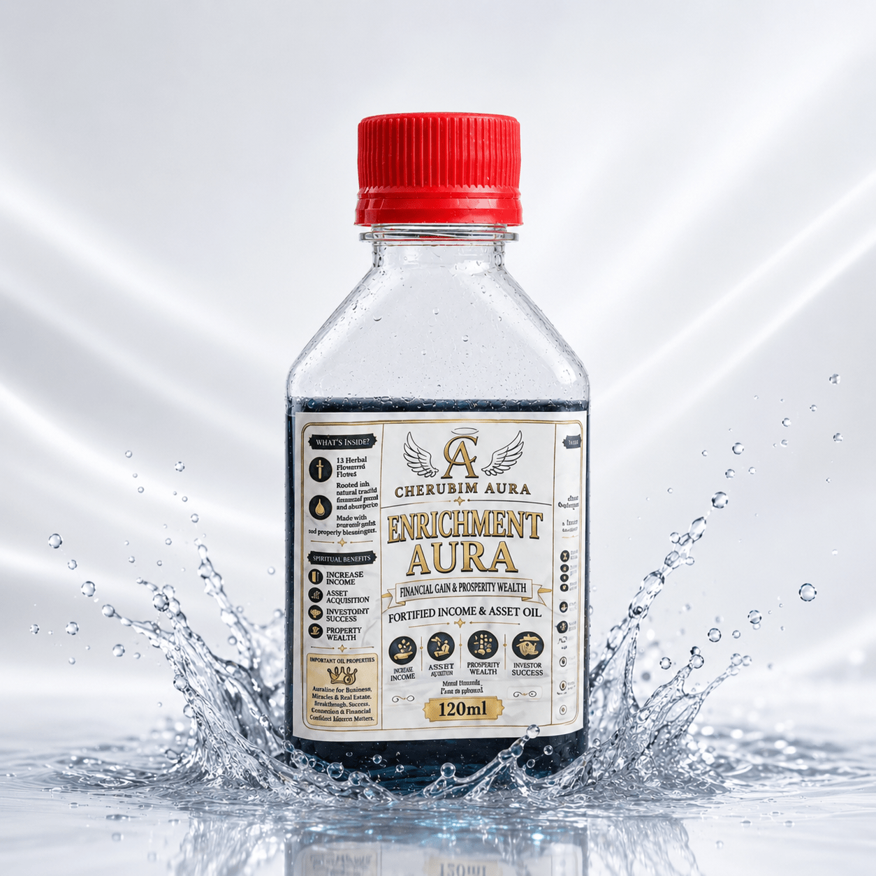 Cherubim Aura Enrichment Financial Gain & Property Wealth Fortified Oil – 120ml - Spiritual Oil - Cherubim Aura