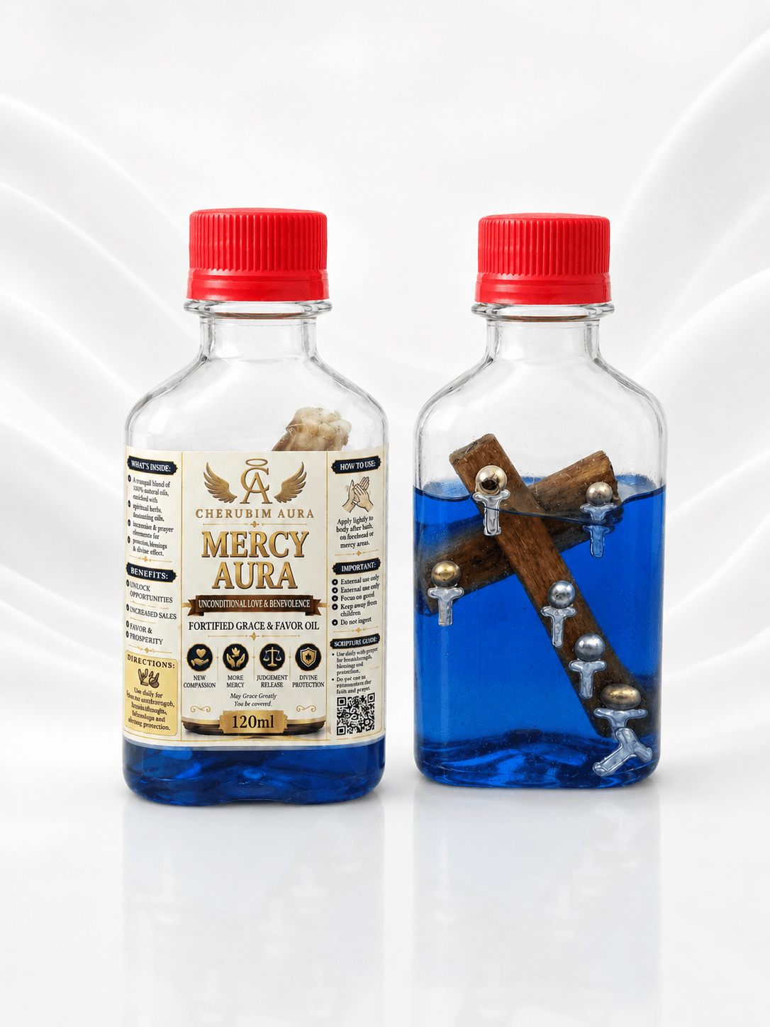 Cherubim Aura Mercy Unconditional Love & Benevolence Fortified Oil – 120ml - Spiritual Oil - Cherubim Aura