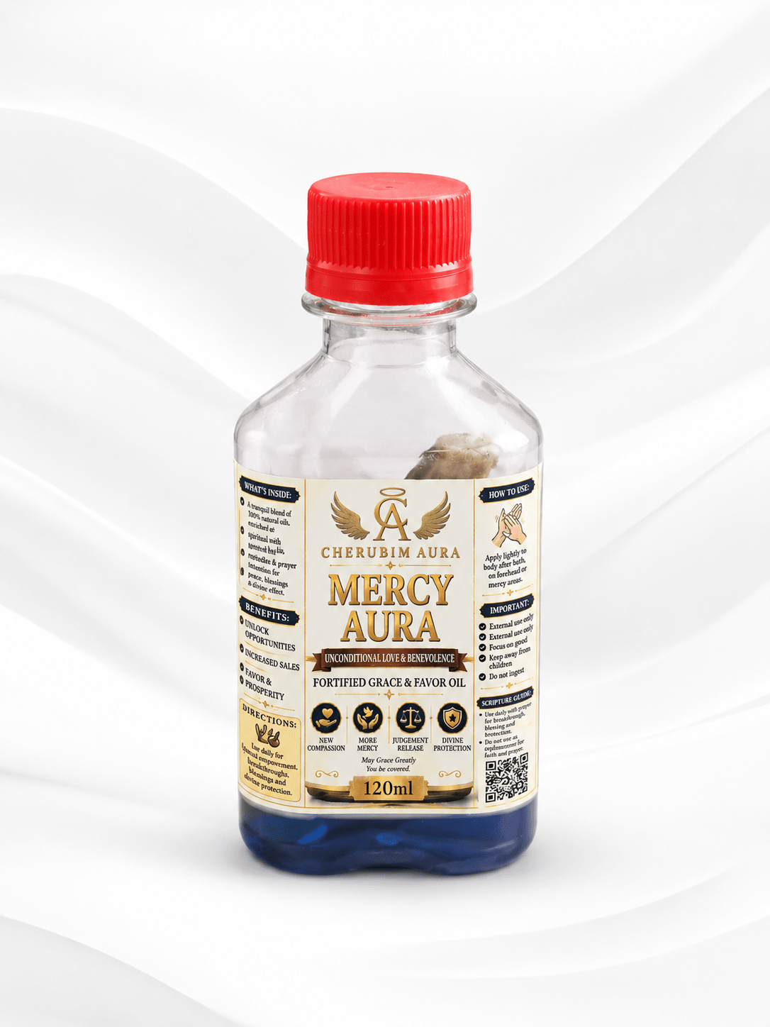 Cherubim Aura Mercy Unconditional Love & Benevolence Fortified Oil – 120ml - Spiritual Oil - Cherubim Aura