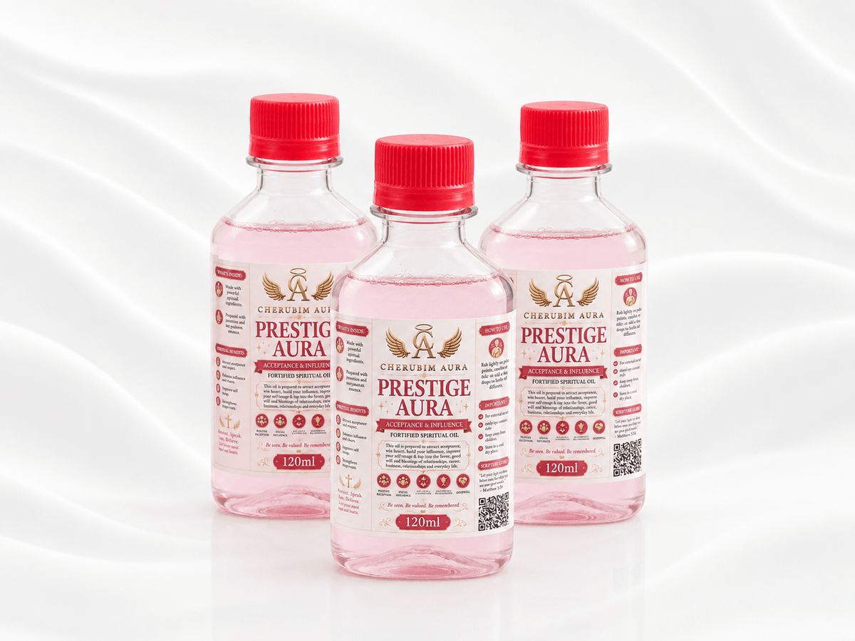 Cherubim Aura Prestige Acceptance & Influence Fortified Spiritual Oil – 120ml - Spiritual Oil - Cherubim Aura