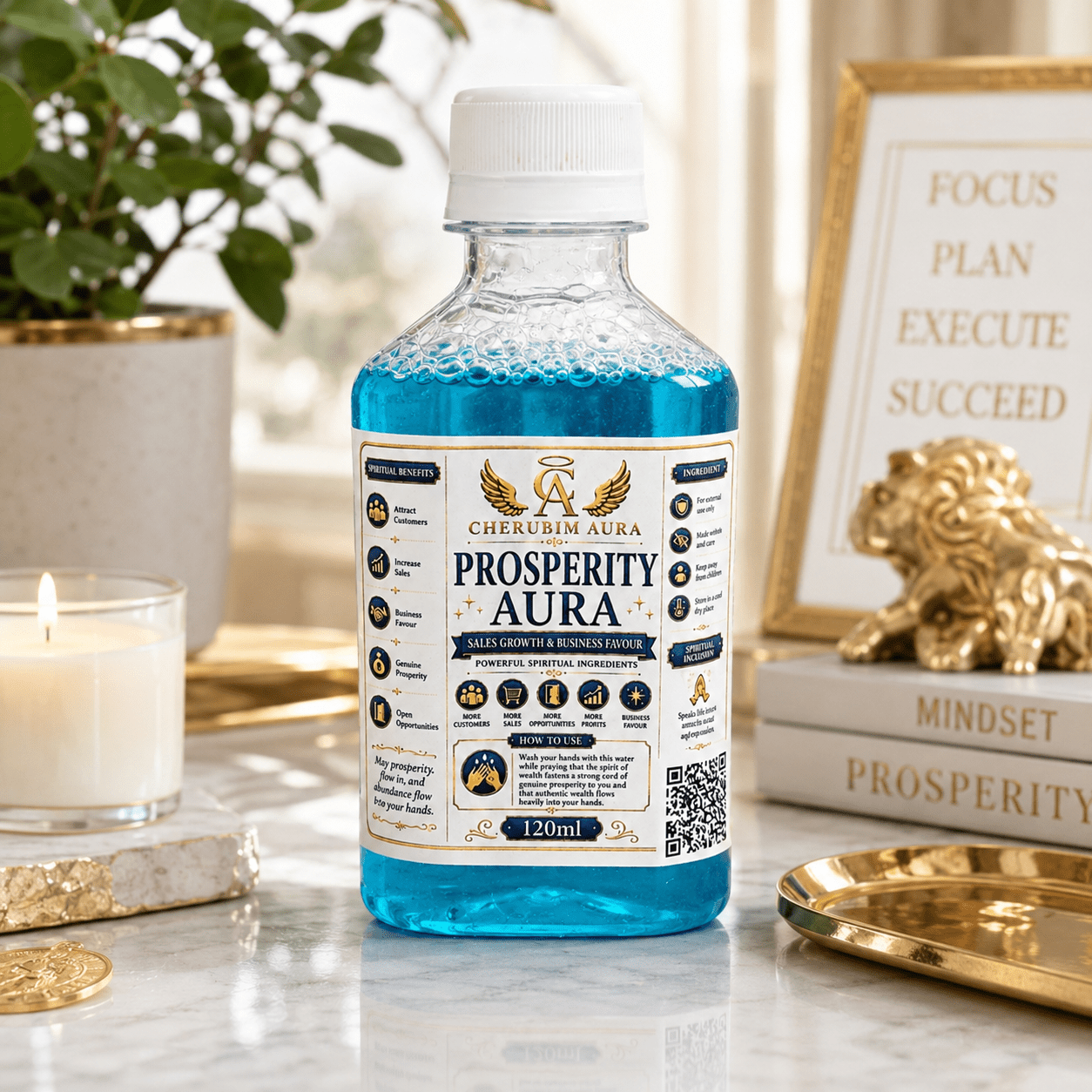 Cherubim Aura Prosperity Sales Growth & Business Favour Water – 120ml - Fortified Spiritual WAter - Cherubim Aura