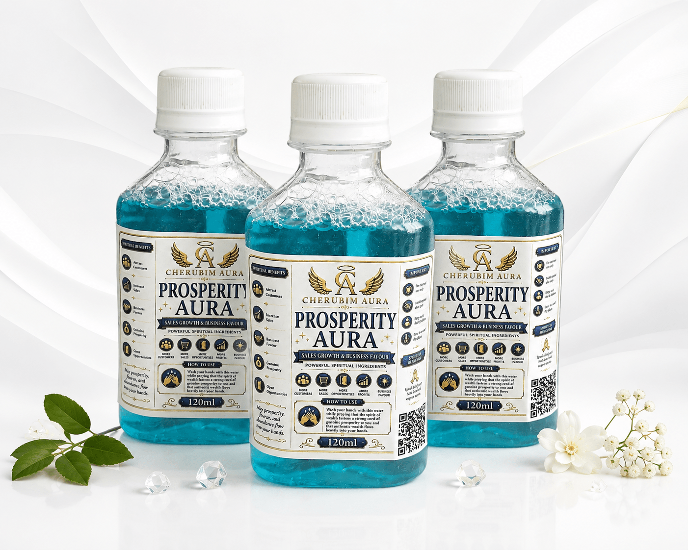 Cherubim Aura Prosperity Sales Growth & Business Favour Water – 120ml - Fortified Spiritual WAter - Cherubim Aura