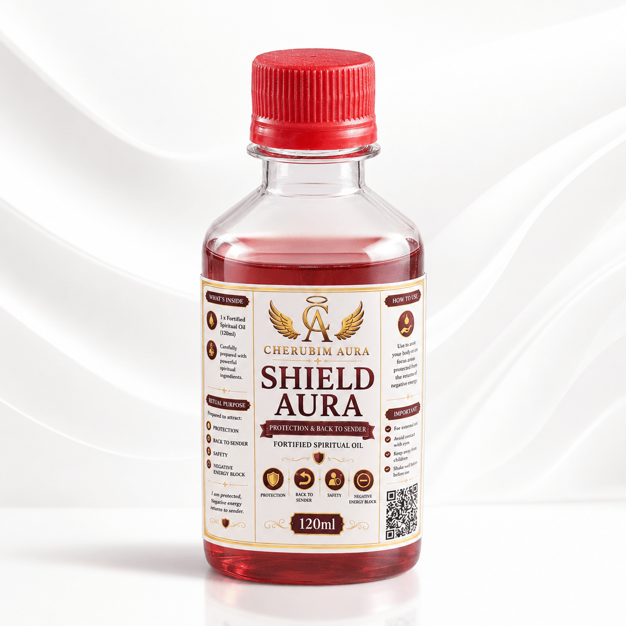 Cherubim Aura Shield Protection & Back to Sender Fortified Spiritual Oil – 120ml - Spiritual Oil - Cherubim Aura